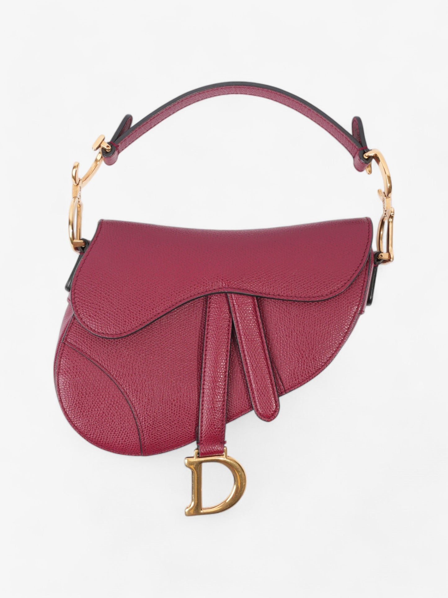 Dior Christian Saddle Bag Bordeaux Calfskin Leather Red Mini Travel Bag