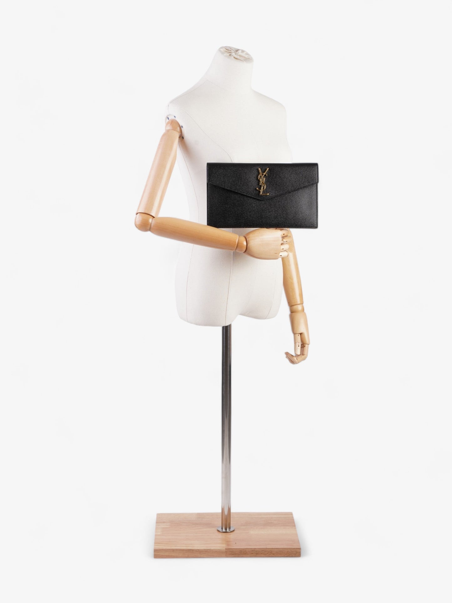 YSL Saint Laurent Uptown Clutch Grained Leather Black Clutch Bag 2