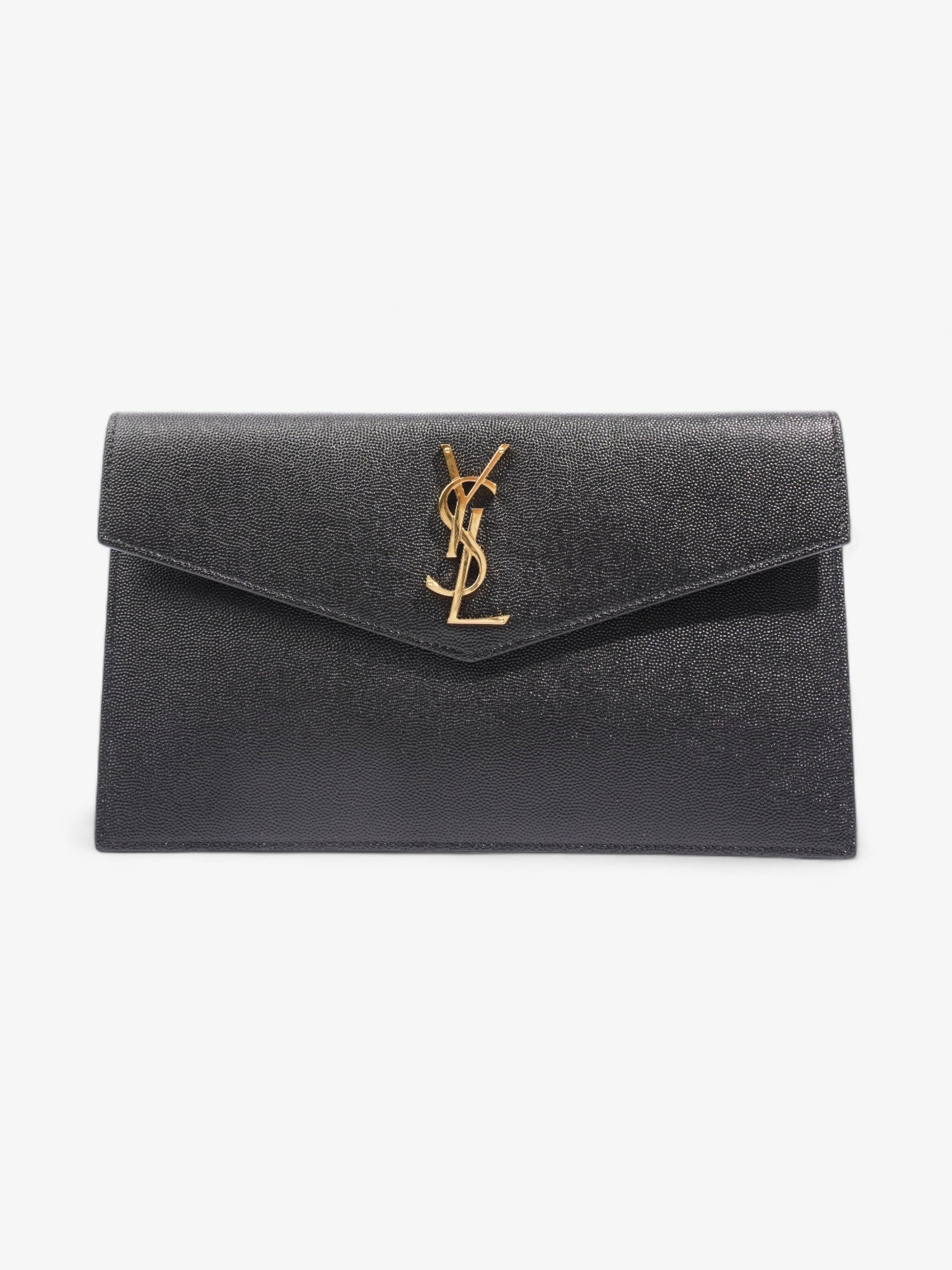 YSL Saint Laurent Uptown Clutch Grained Leather Black Clutch Bag 2