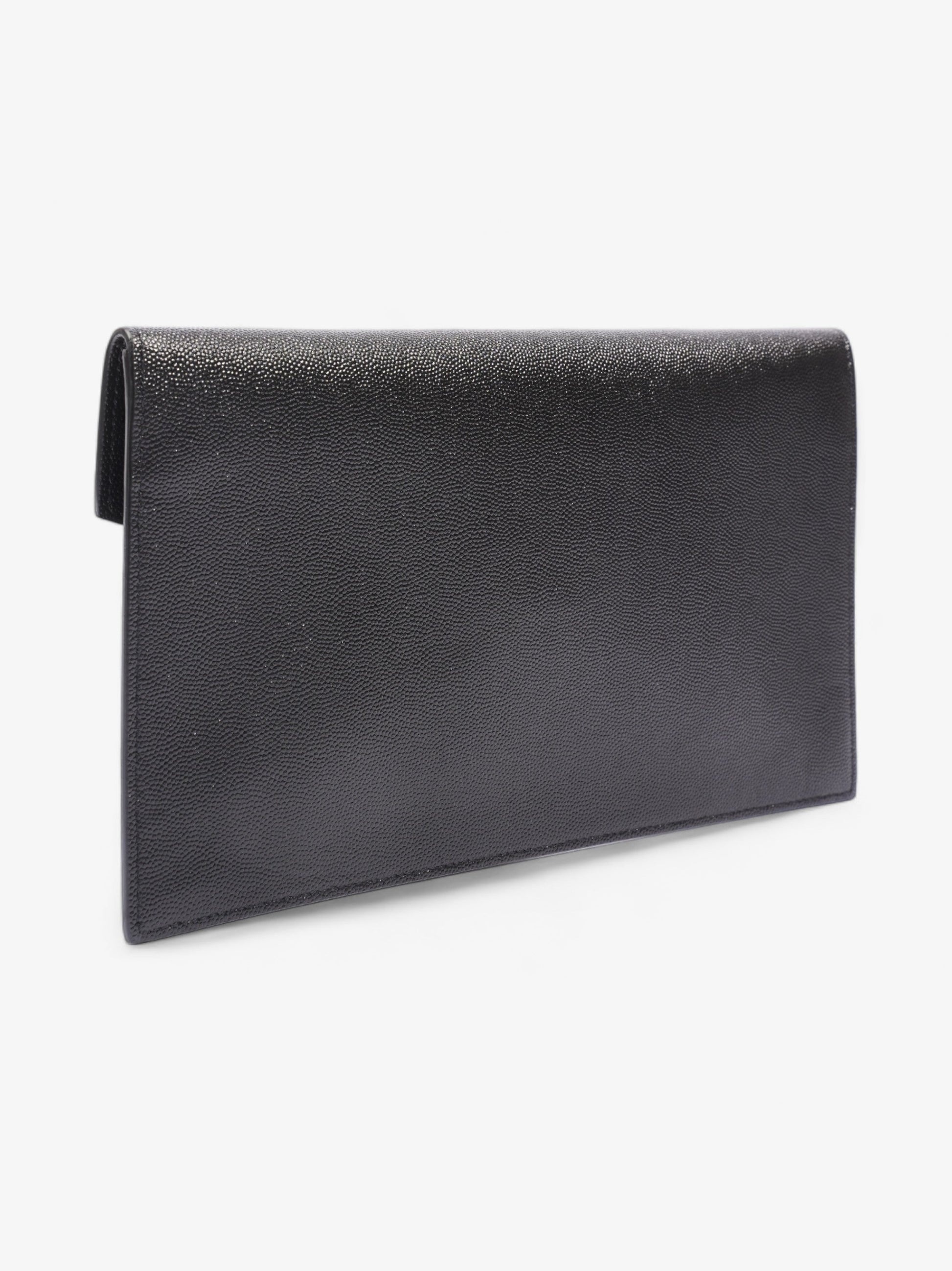 YSL Saint Laurent Uptown Clutch Grained Leather Black Clutch Bag 2
