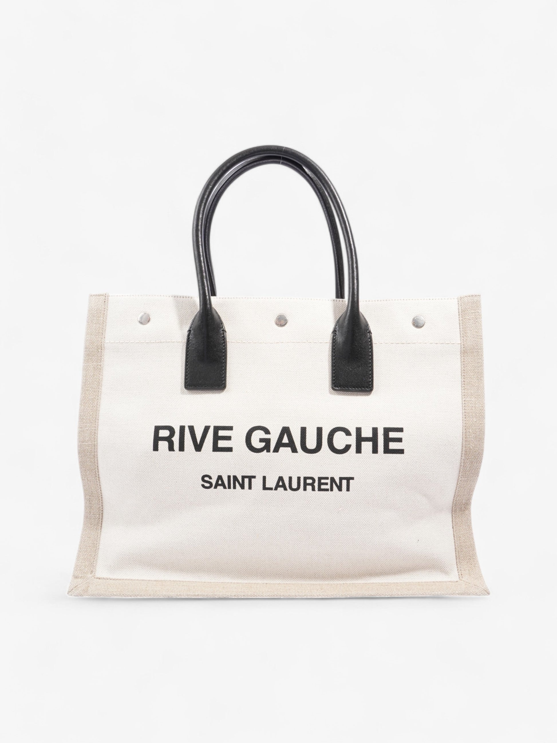 YSL Saint Laurent Rive Gauche Cotton Tote Bag Beige Small