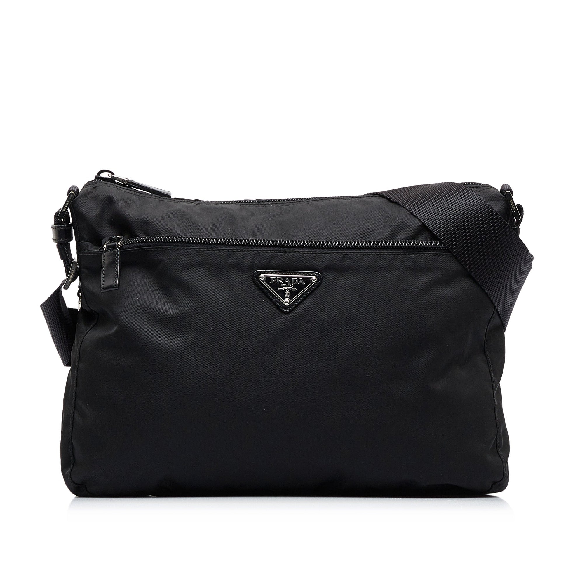 Prada Tessuto Luxury Handbag Canvas Nylon Black Travel Bag