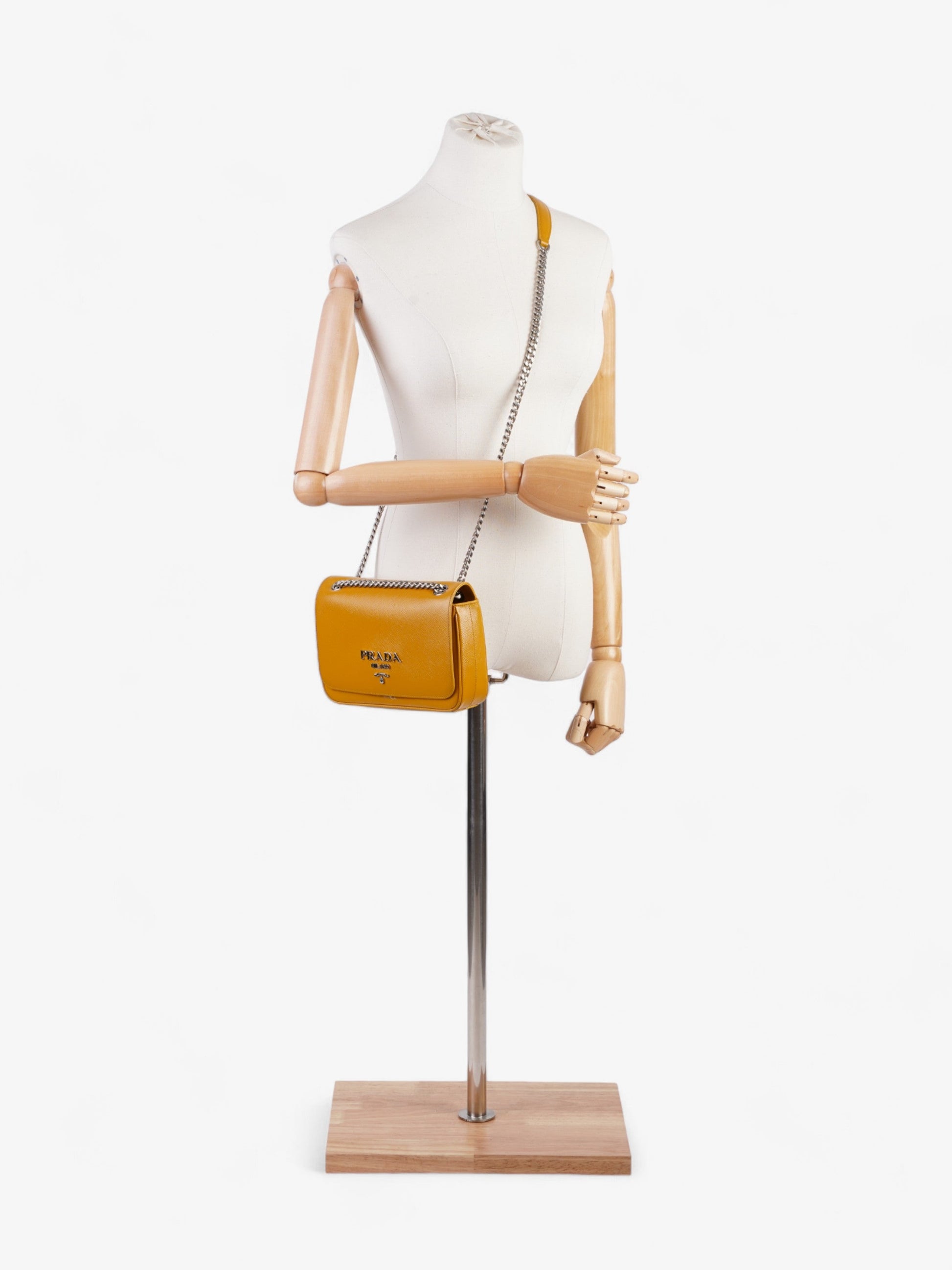 Prada Vernice Mustard Crossbody Bag Leather Saffiano