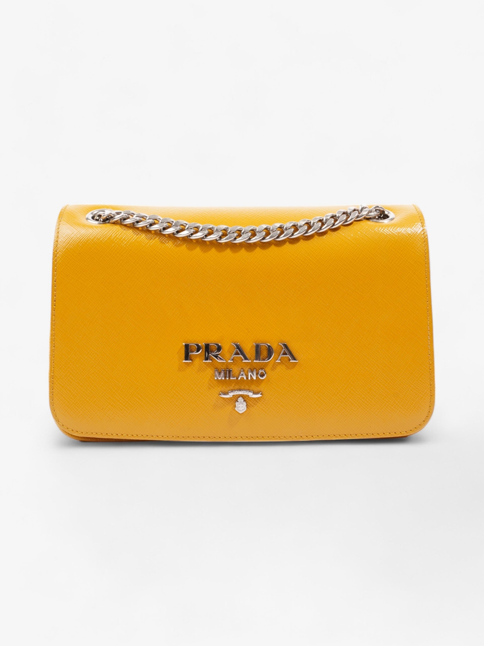 Prada Vernice Mustard Crossbody Bag Leather Saffiano