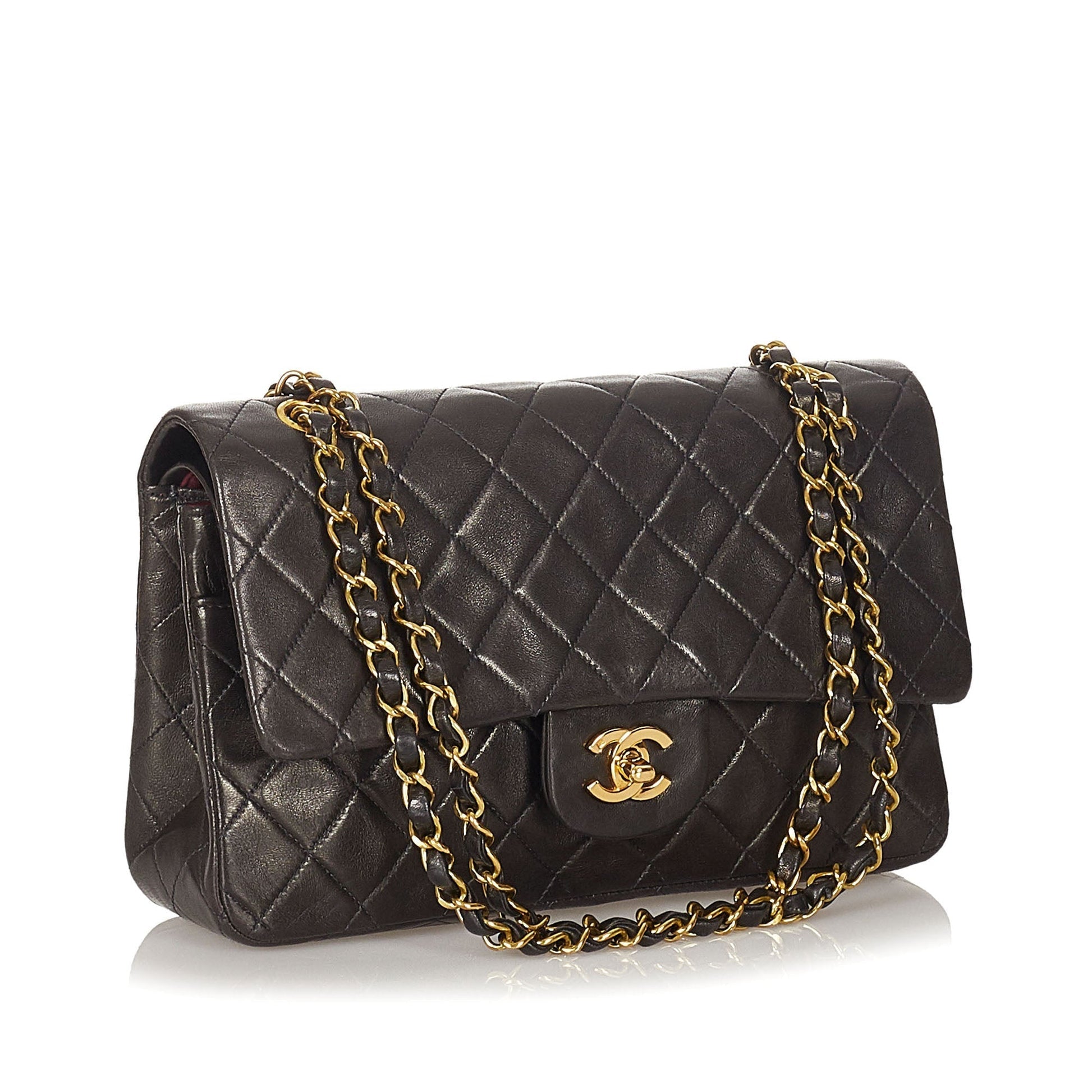 Chanel CC Lambskin Flap Bag Leather Matelasse Crossbody Bag
