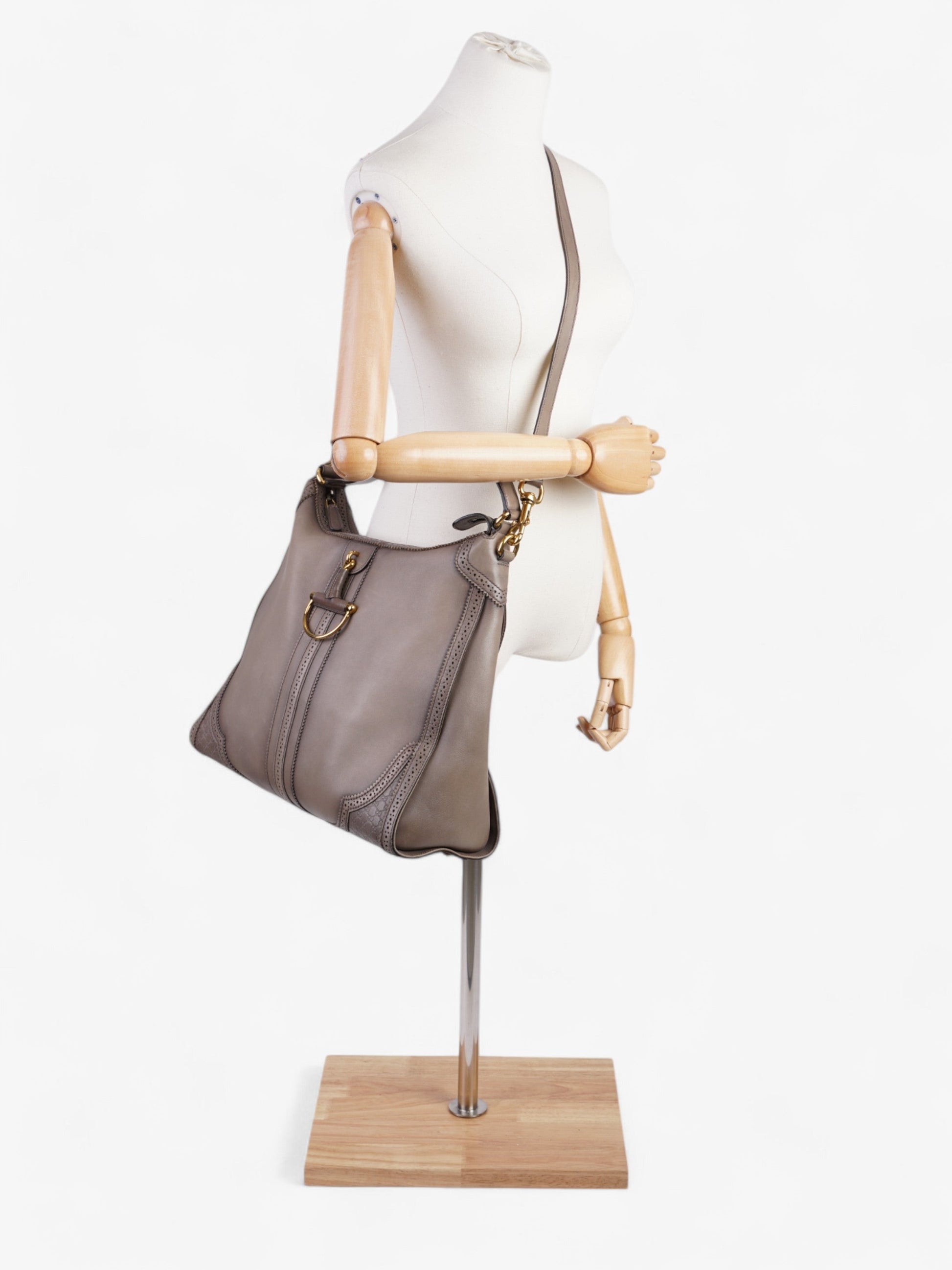 Gucci Hobo Bag Stone Grey Leather Shoulder Bag