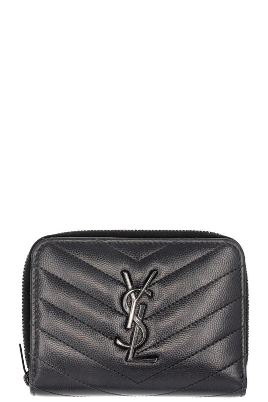 YSL Saint Laurent Cassandre Compact Around Wallet Black Zip Handbag