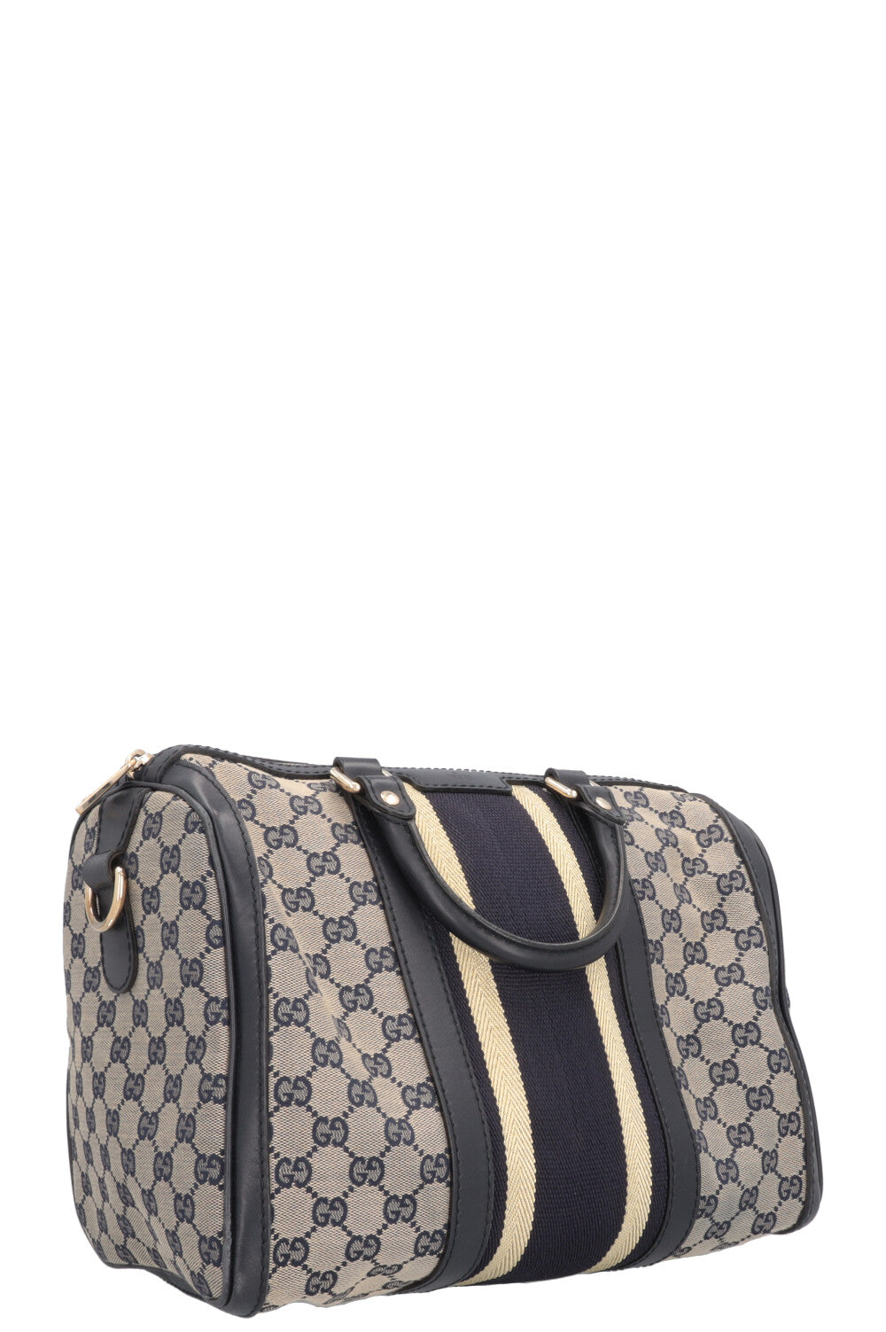 GUCCI Boston Bowling Bag Blue Canvas