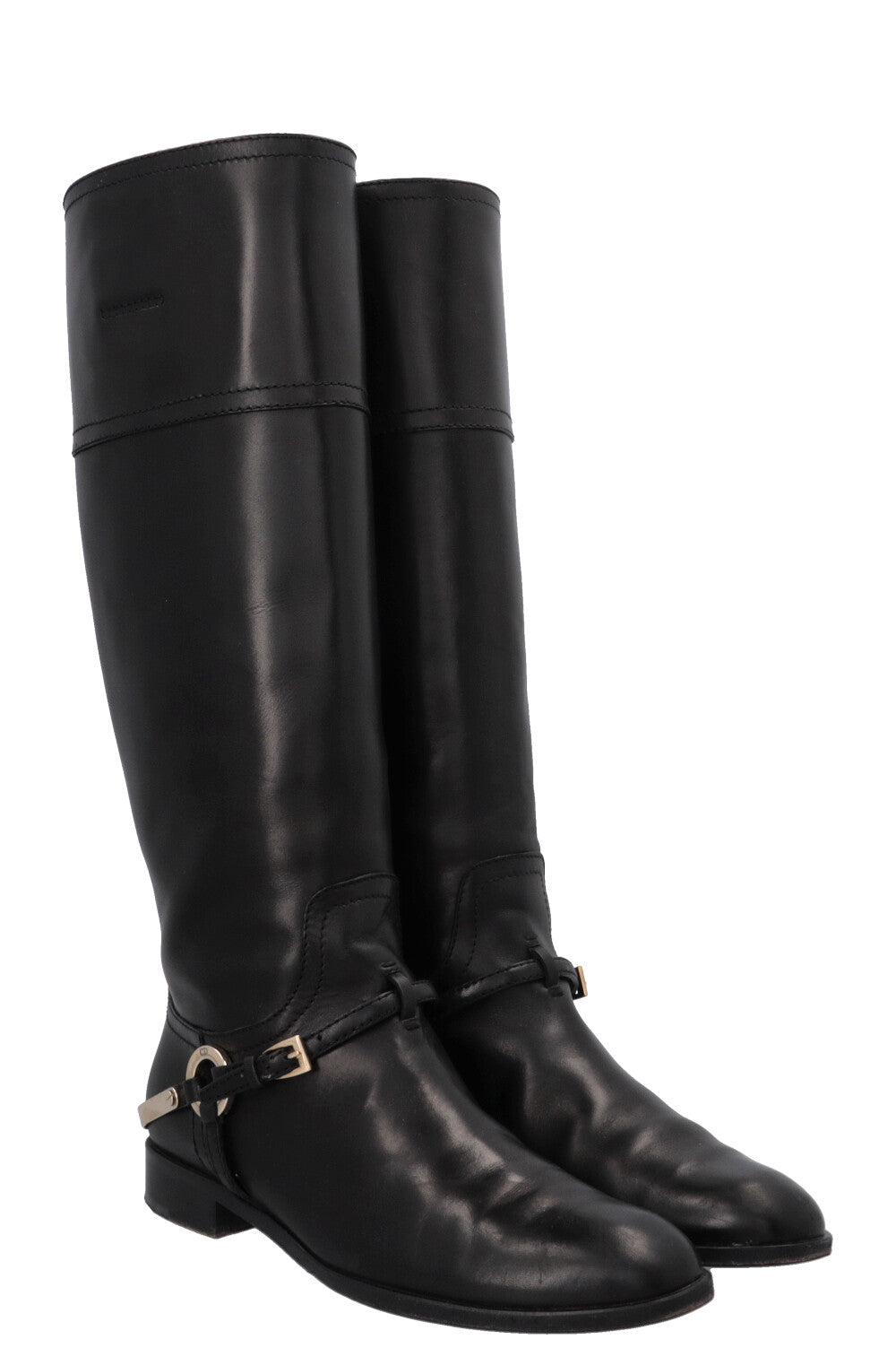 Dior Knee High Etrier Boots Leather Black Shoes