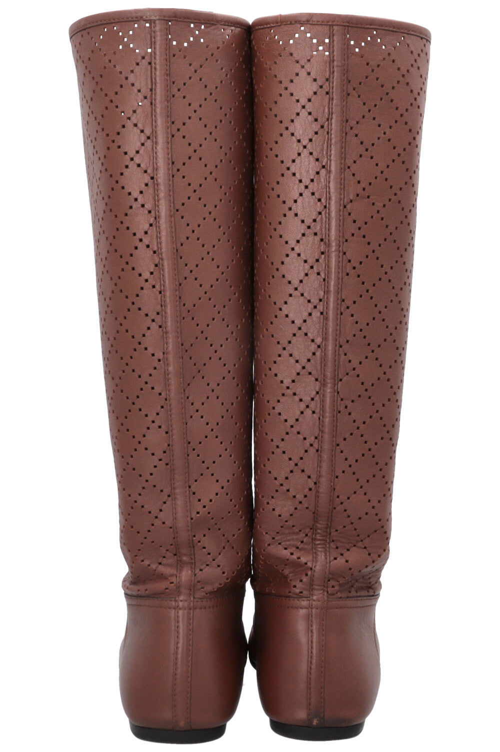GUCCI Laser Cut Knee High Boots Brown