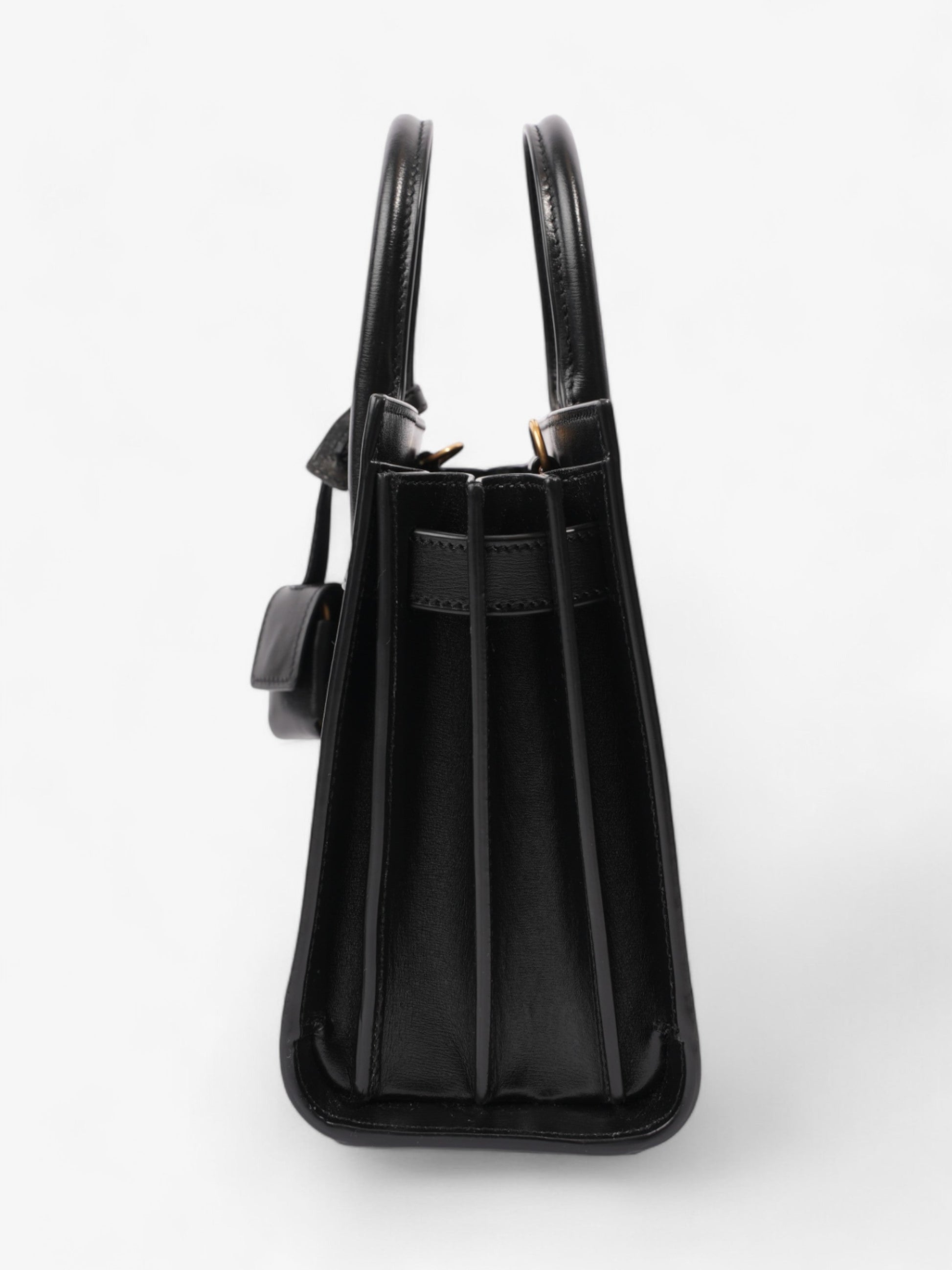 YSL Saint Laurent Sac De Jour Calfskin Nano Shoulder Bag Leather Black
