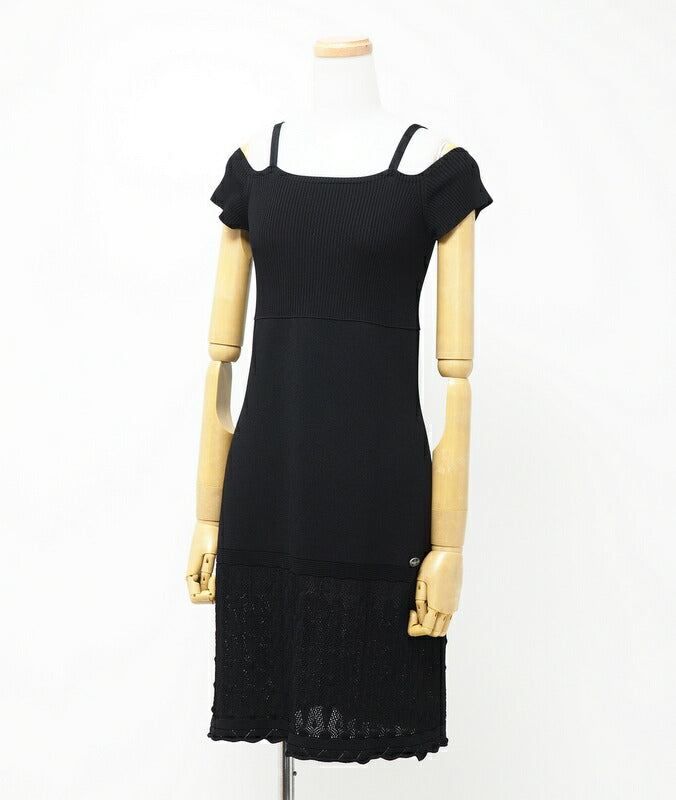 Chanel knit 80 rayon 20 nylon 42 Black Handbag