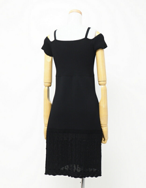 Chanel knit 80 rayon 20 nylon 42 Black Handbag