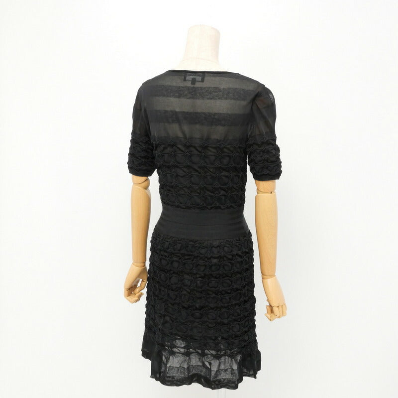 Chanel knit rayon cotton 38 Black Handbag