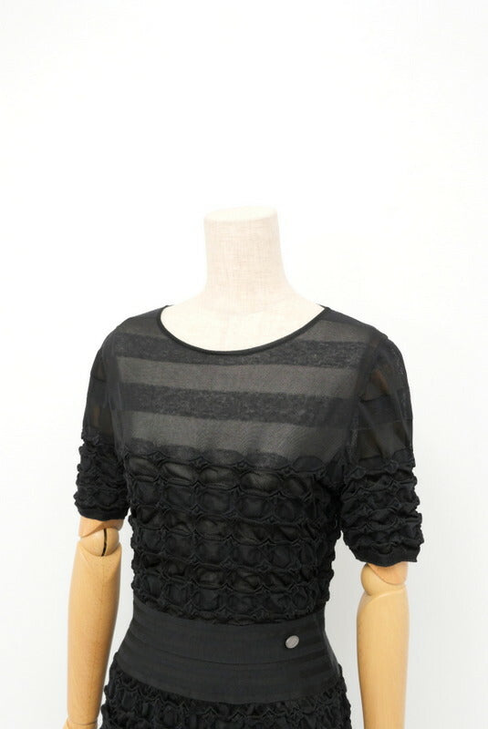 Chanel knit rayon cotton 38 Black Handbag