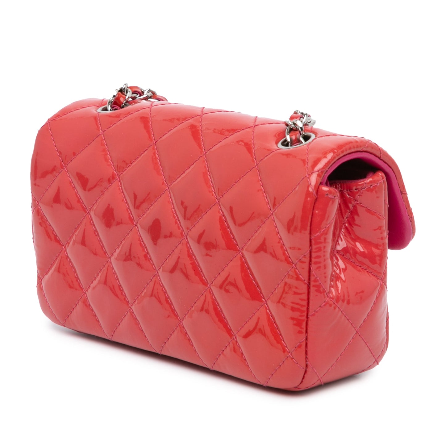 Red Chanel Extra Mini Rectangular Classic Patent Flap Crossbody Bag