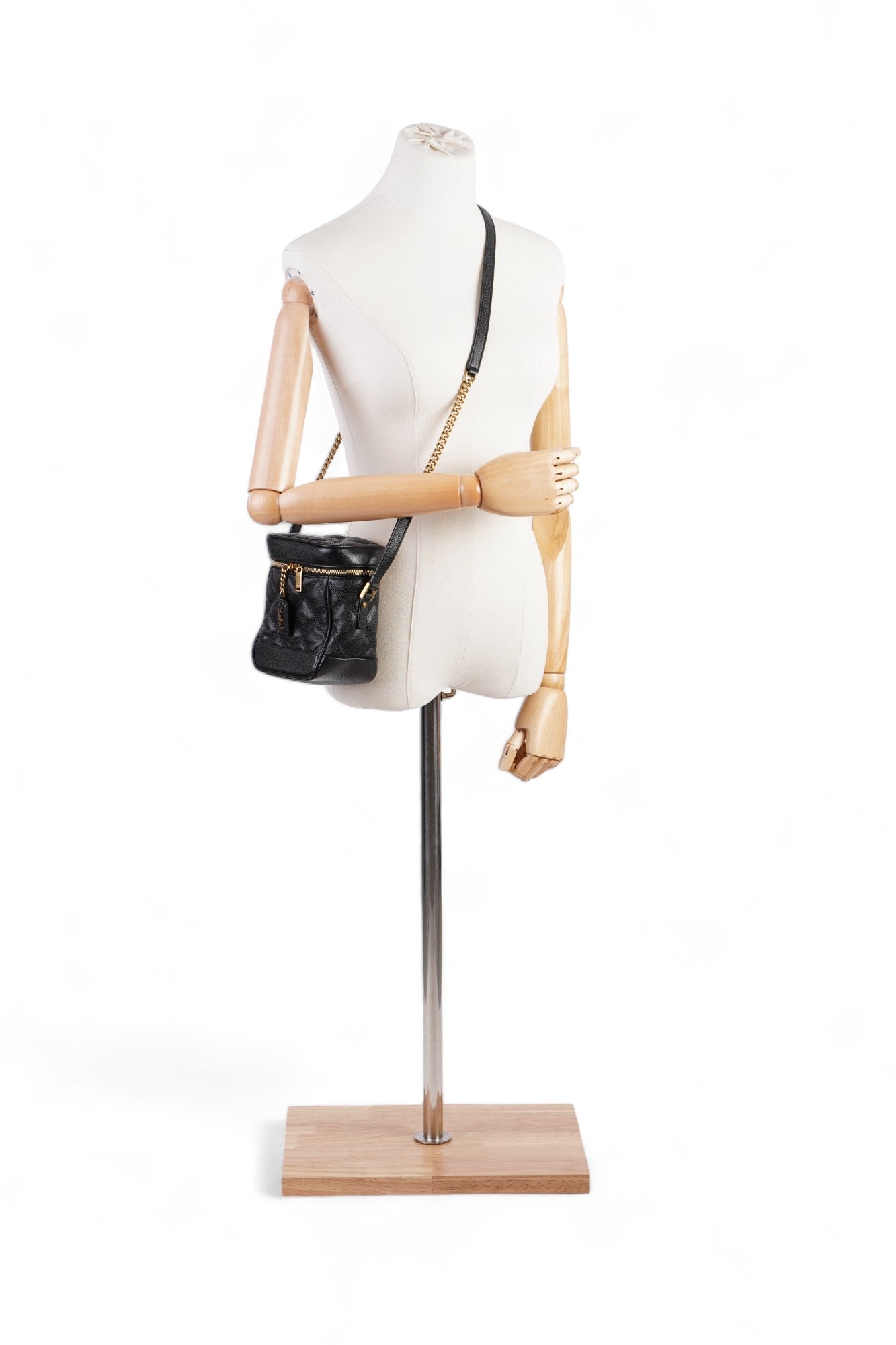 YSL Saint Laurent Vanity Grained Crossbody Bag Leather Black
