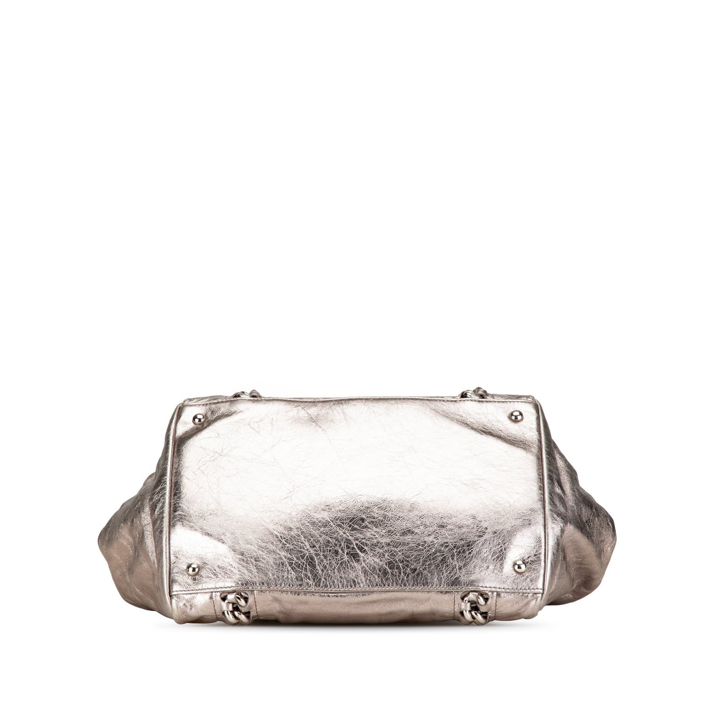 Silver Chanel Medium Metallic Calfskin Modern Chain Tote