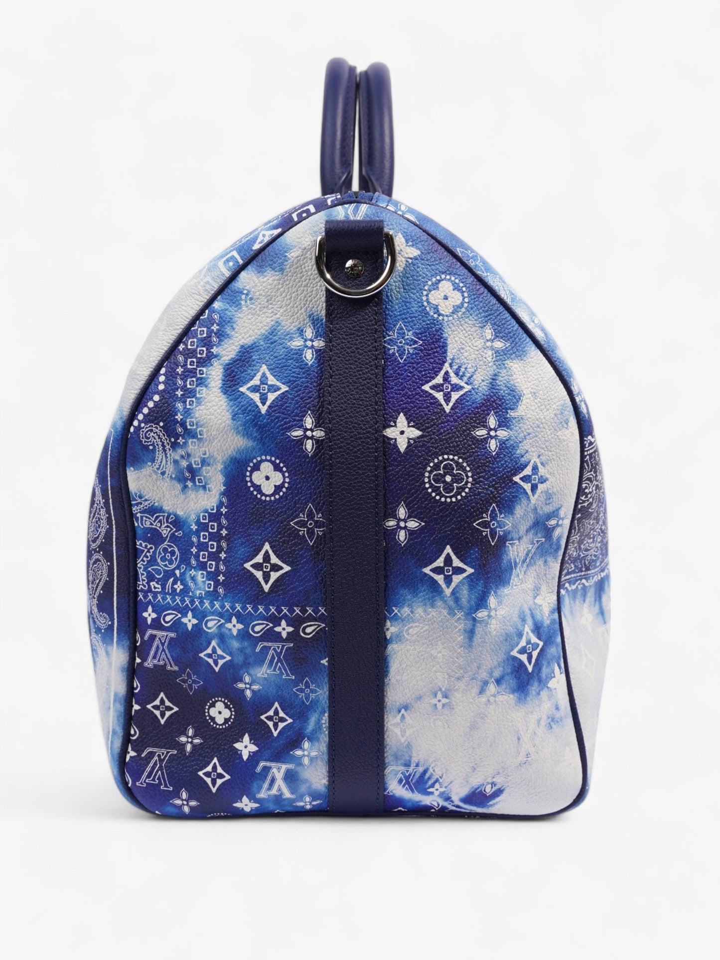 Louis Vuitton Limited Edition Bandana Keepall 50 Leather White Blue Handbag