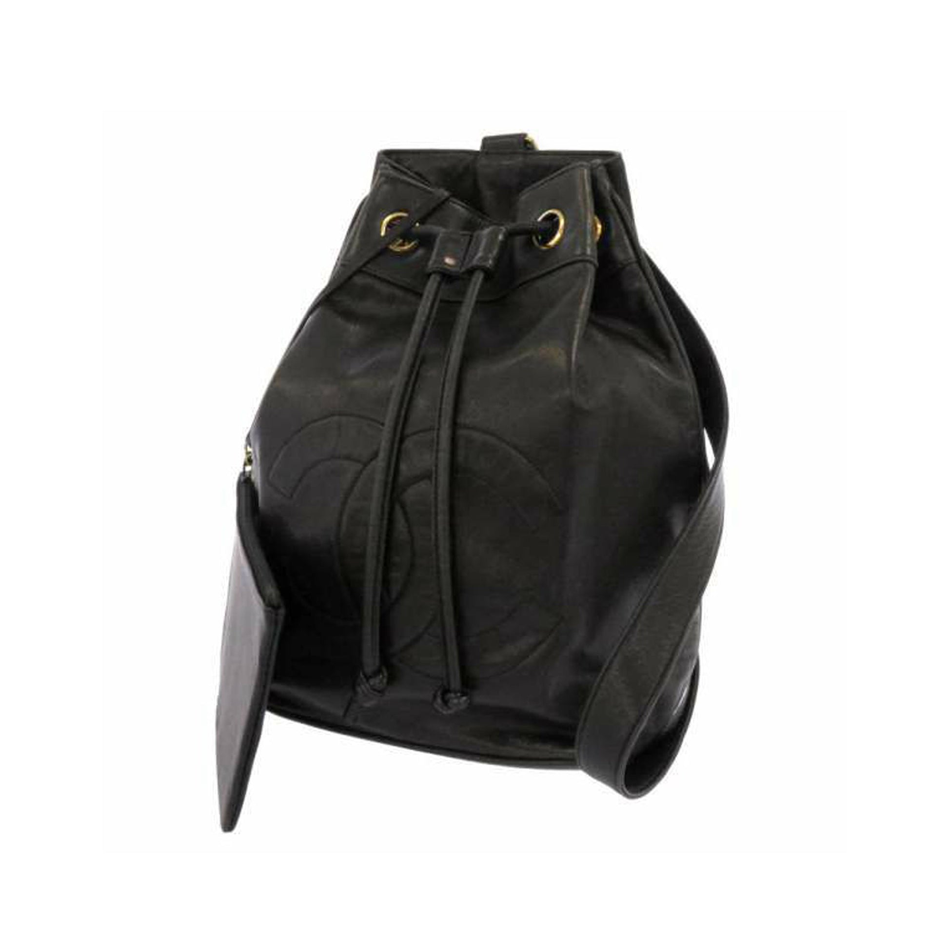 Chanel CC Lambskin Leather Backpack Black Women Shoes