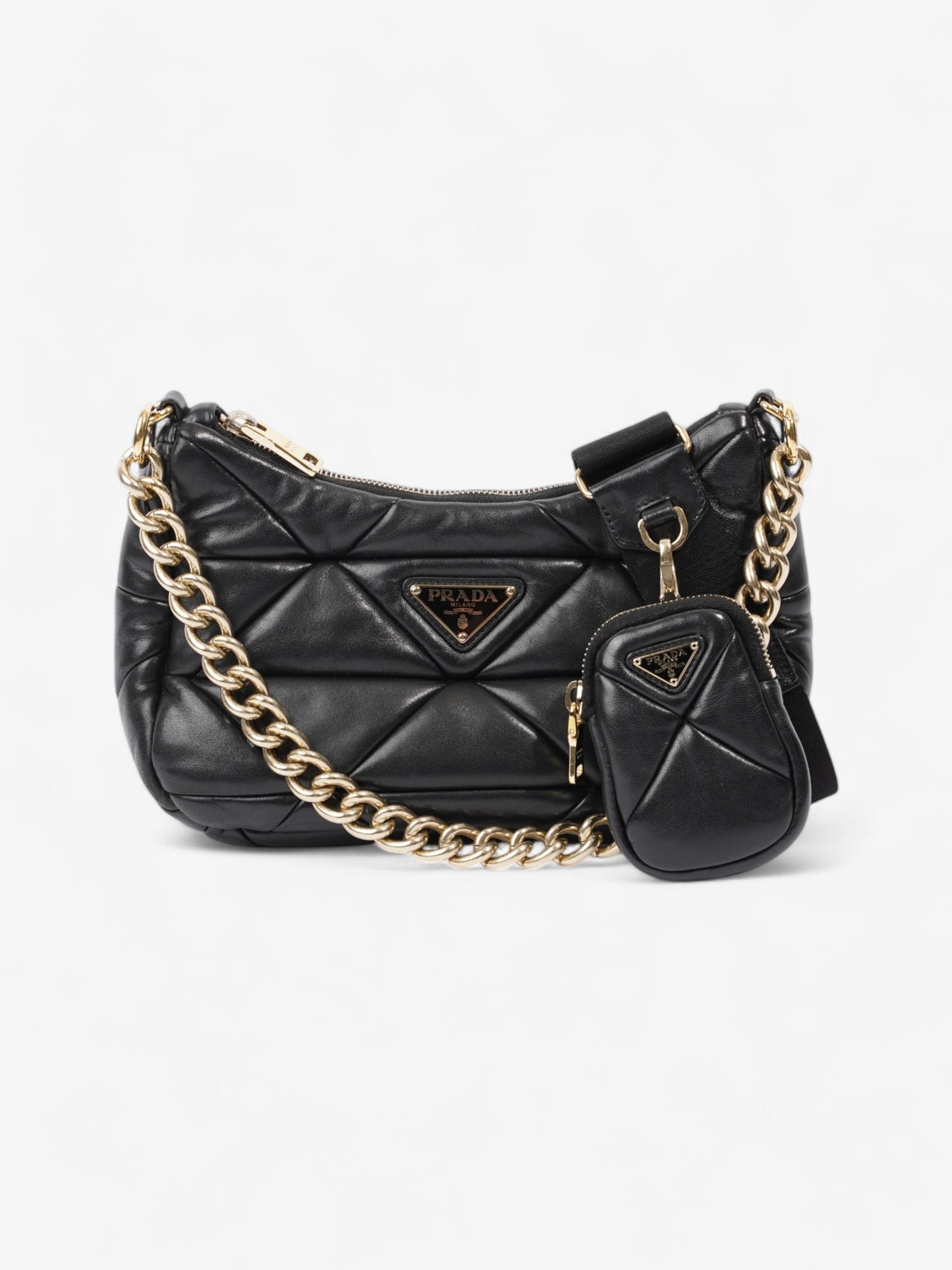 Prada System Padded Bag Leather Black Crossbody Bag