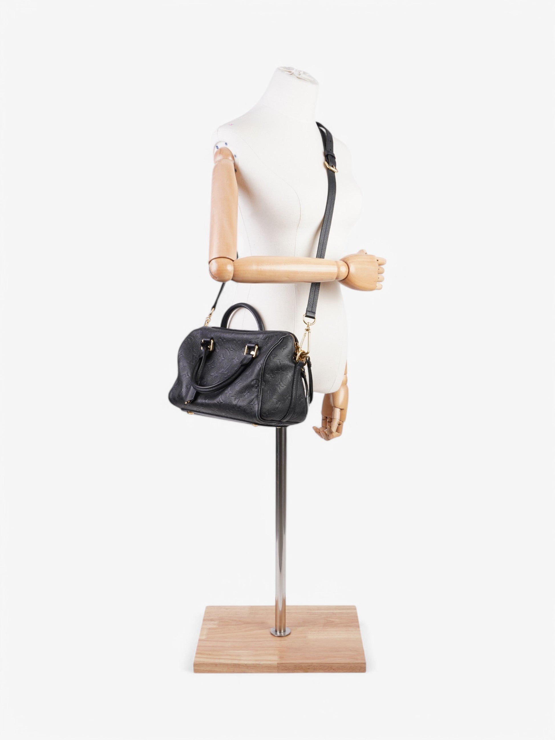 Louis Vuitton Speedy Bandouliere 25 Black Leather Empreinte Handbag