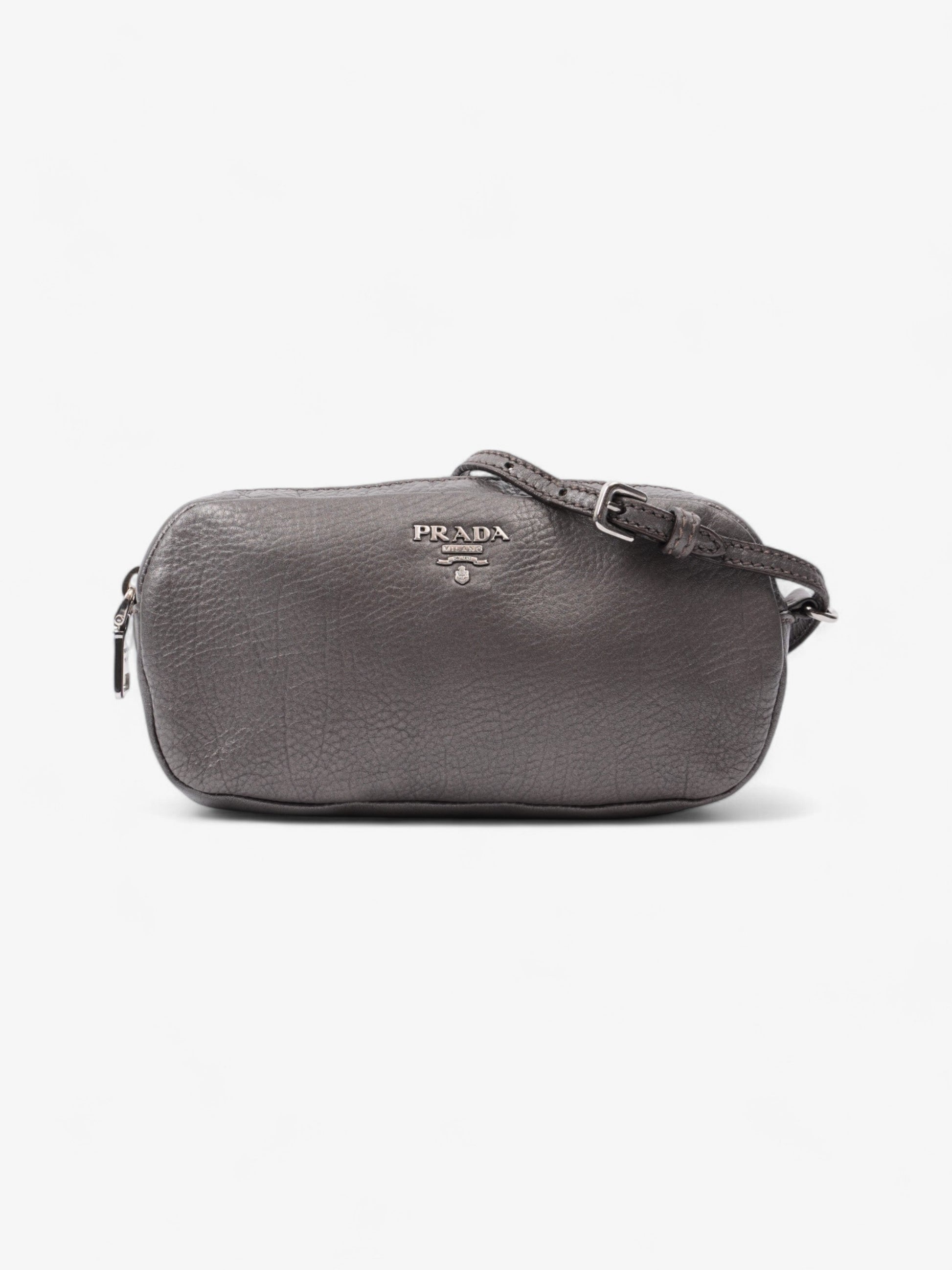 Prada Wristlet Metallic Clutch Bag Leather