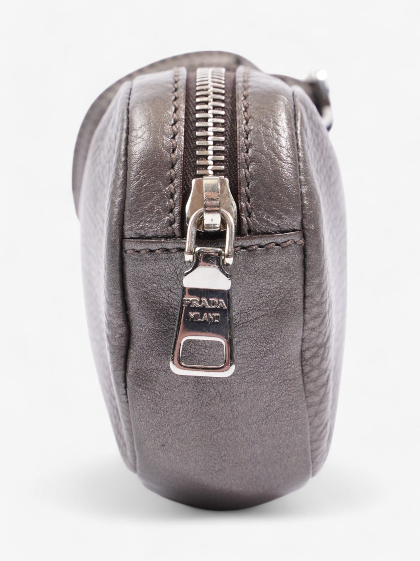 Prada Wristlet Metallic Clutch Bag Leather
