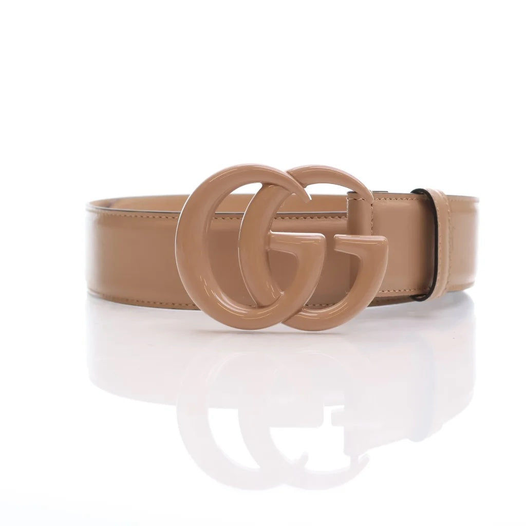 Gucci AZALEA ENAMEL DOUBLE G Calfskin Belt