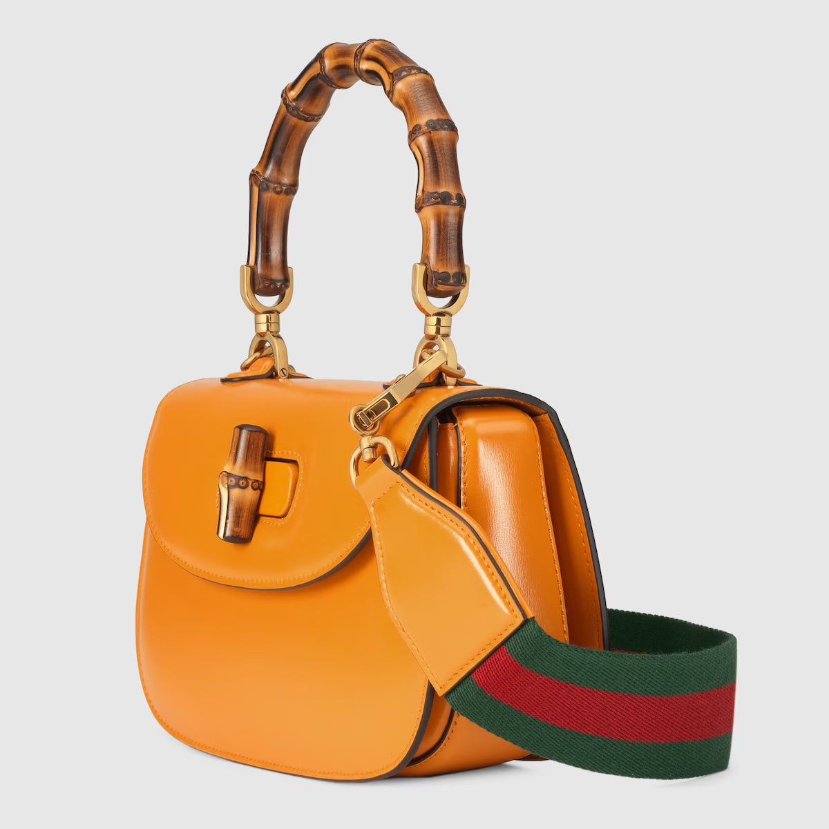 Gucci BAMBOO Leather Calfskin Small Top Handle Travel Bag