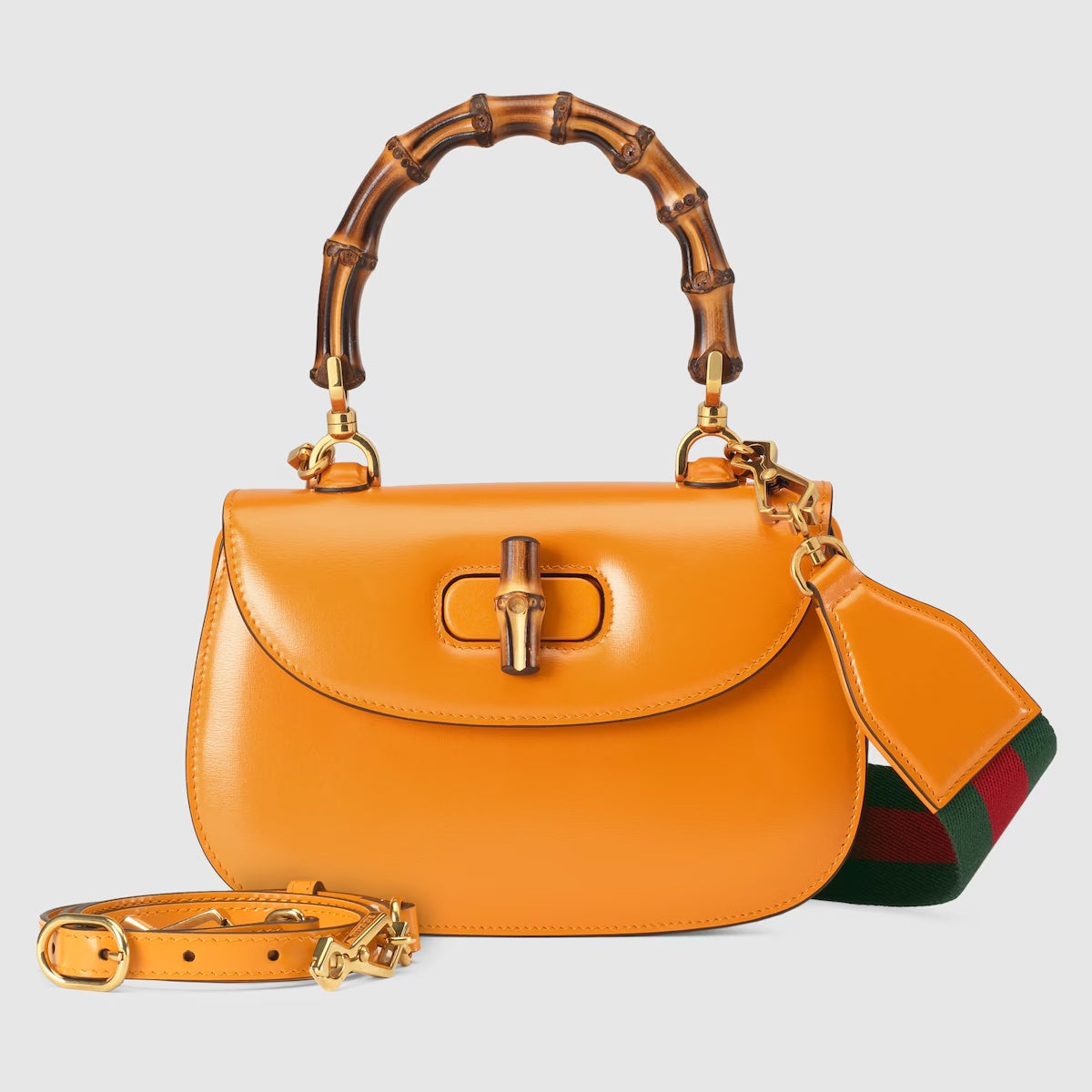 Gucci BAMBOO Leather Calfskin Small Top Handle Travel Bag