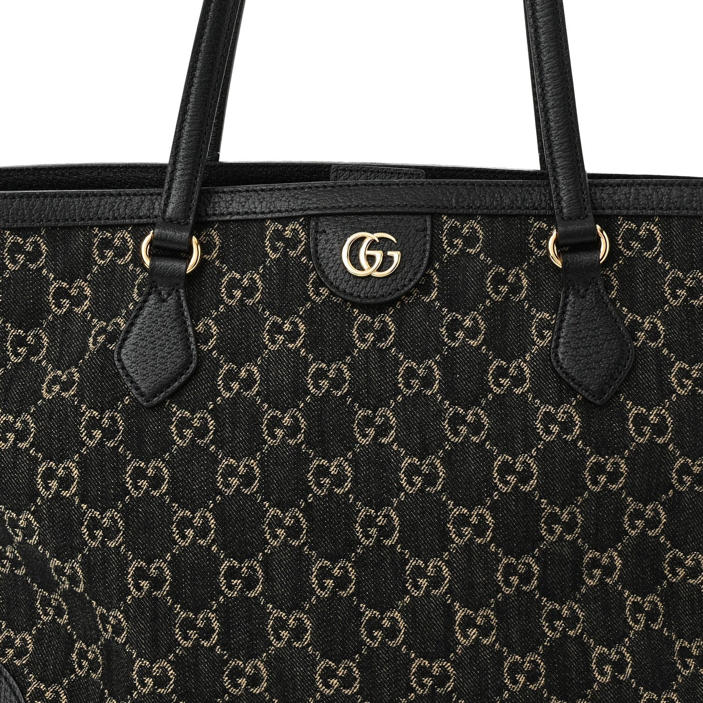 Gucci JACQUARD GG OPHIDIA Monogram Denim Medium Tote Bag