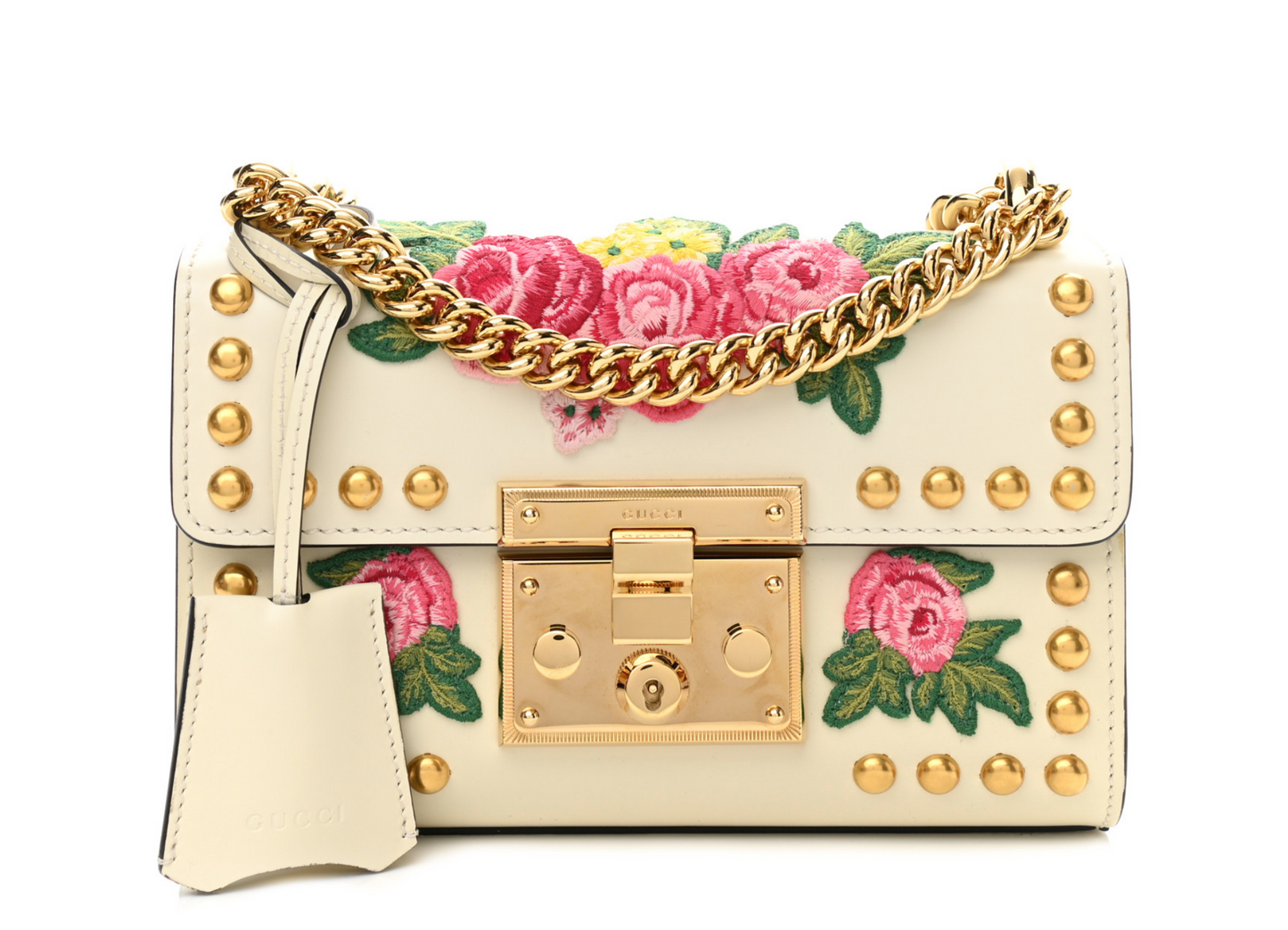Gucci FLORAL PADLOCK Calfskin Small Shoulder Bag