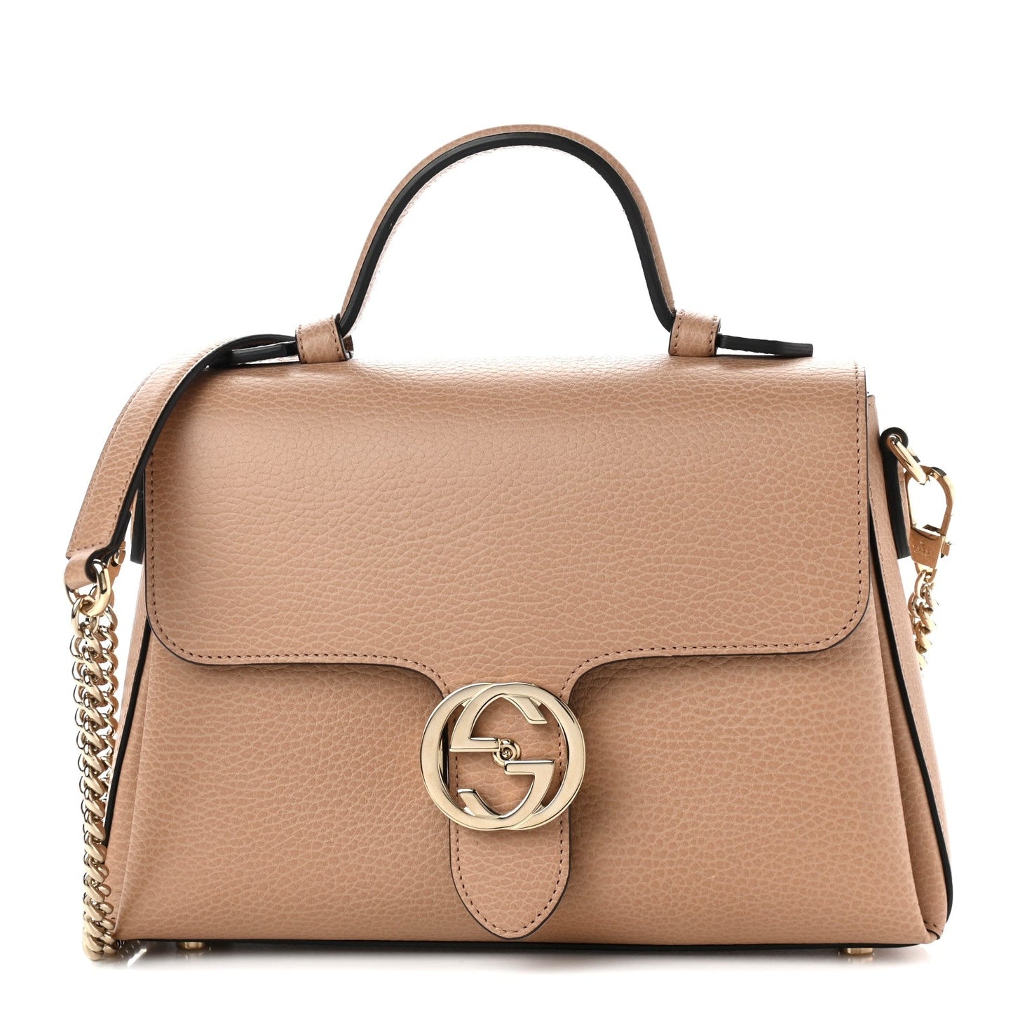 Gucci G TOP-HANDLE CAMELIA Calfskin Shoulder Bag