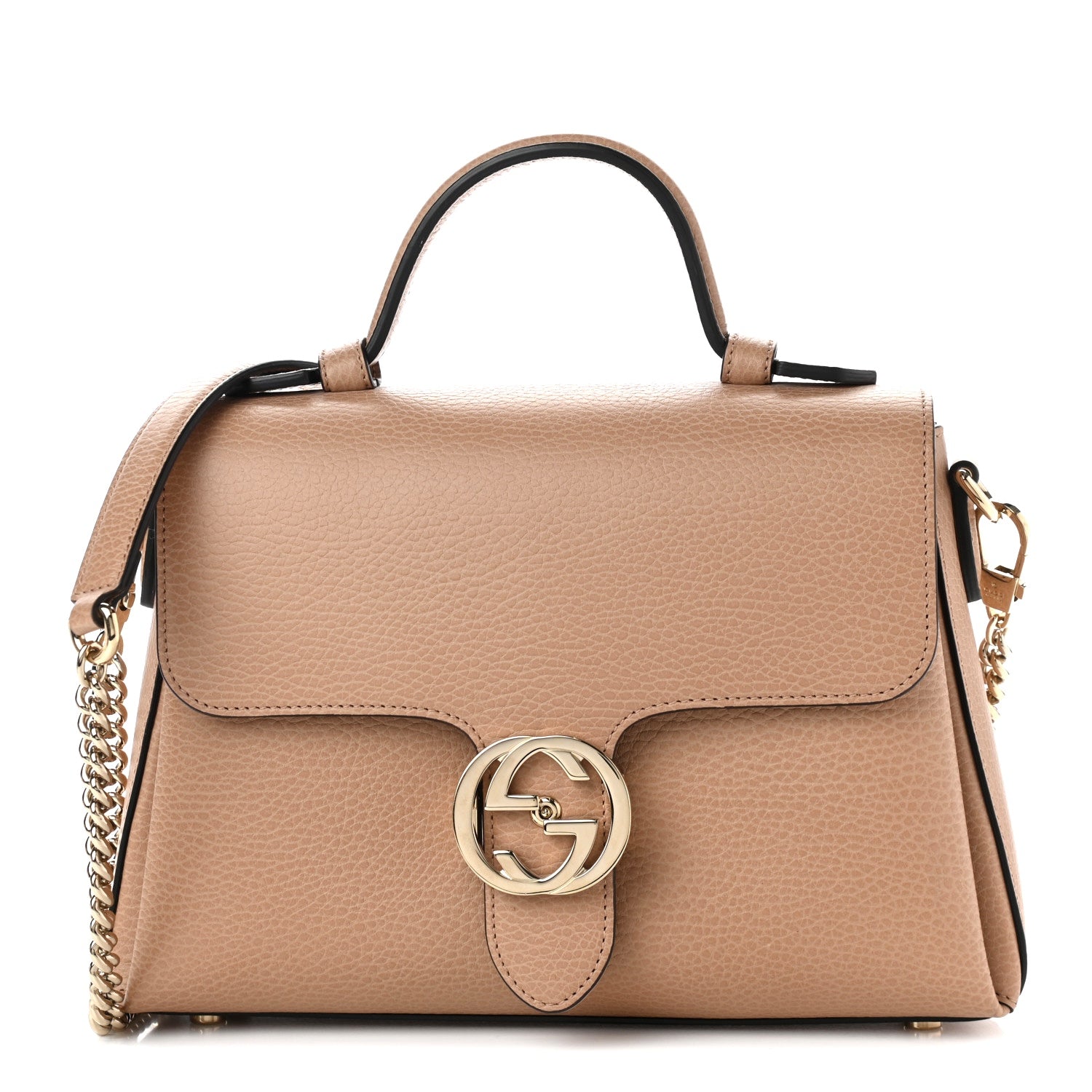 Gucci G TOP-HANDLE CAMELIA Calfskin Shoulder Bag