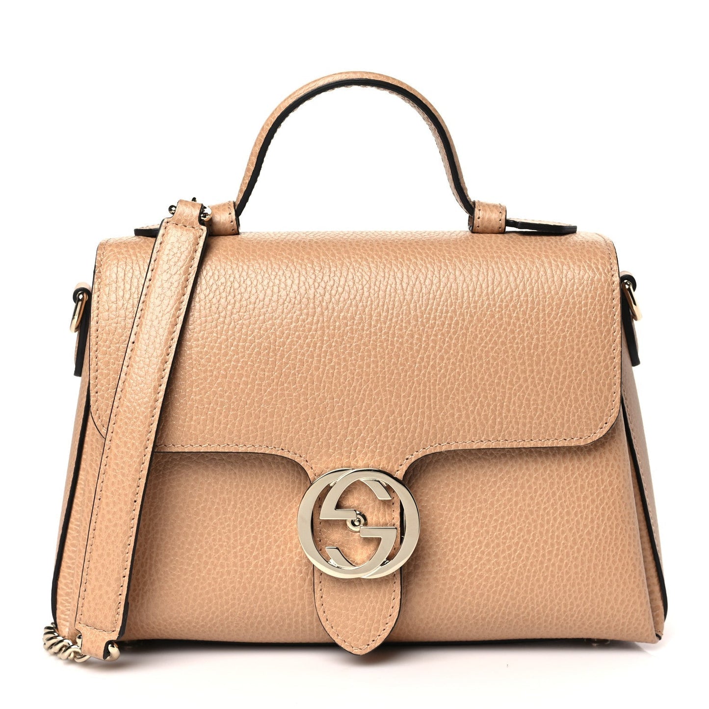 Gucci G TOP-HANDLE CAMELIA Calfskin Shoulder Bag