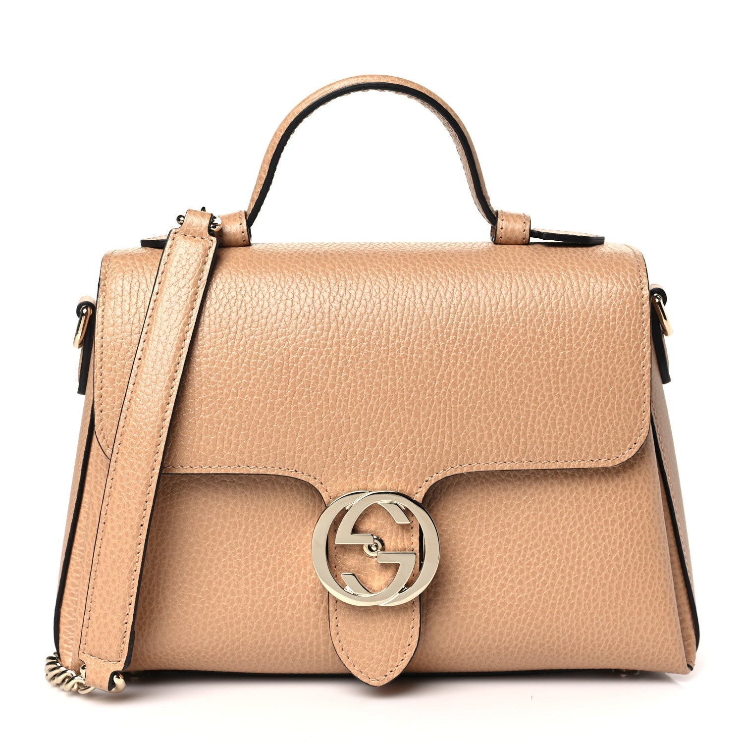 Gucci G TOP-HANDLE CAMELIA Calfskin Shoulder Bag