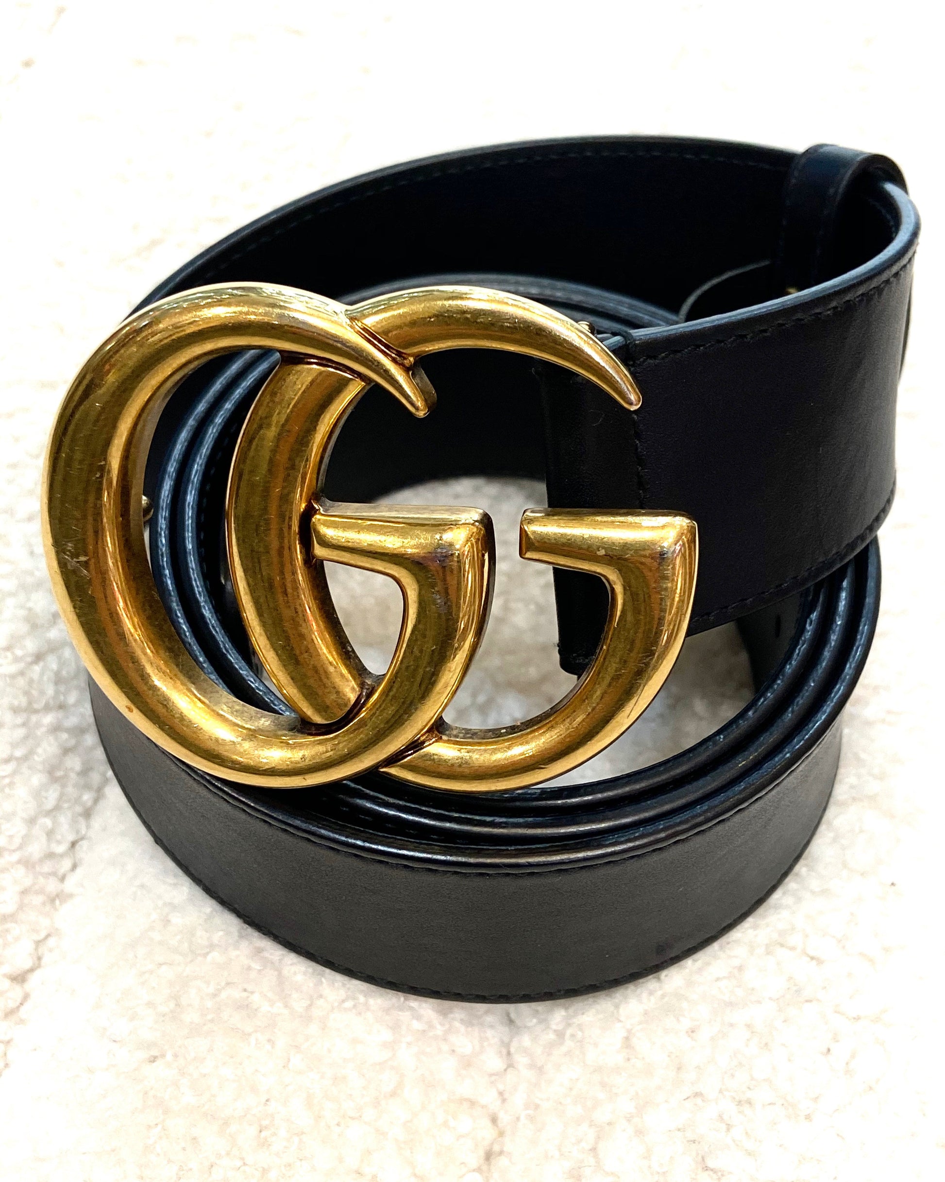 Gucci GG MARMONT DOUBLE G Leather Calfskin Belt Leather Belt