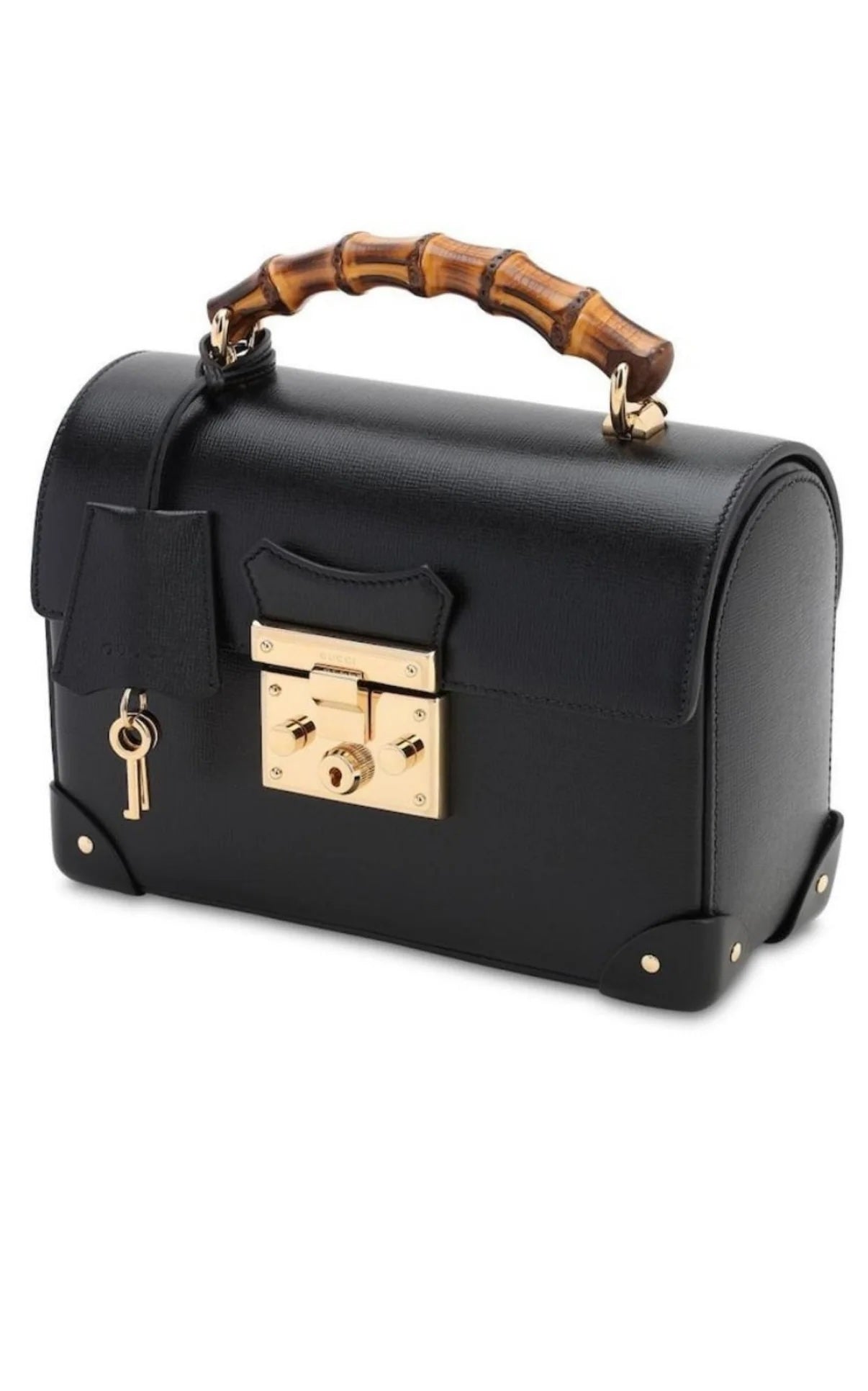 Gucci BAMBOO PADLOCK Leather Calfskin Small Chain Travel Bag