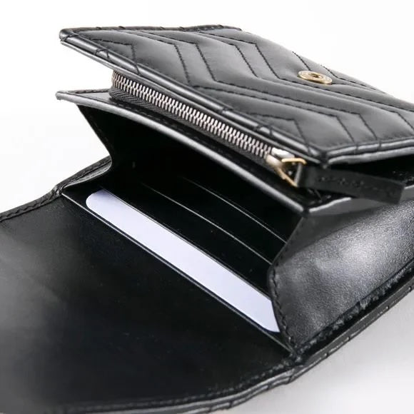 Gucci GG MARMONT COMPACT Leather Calfskin Wallet Case