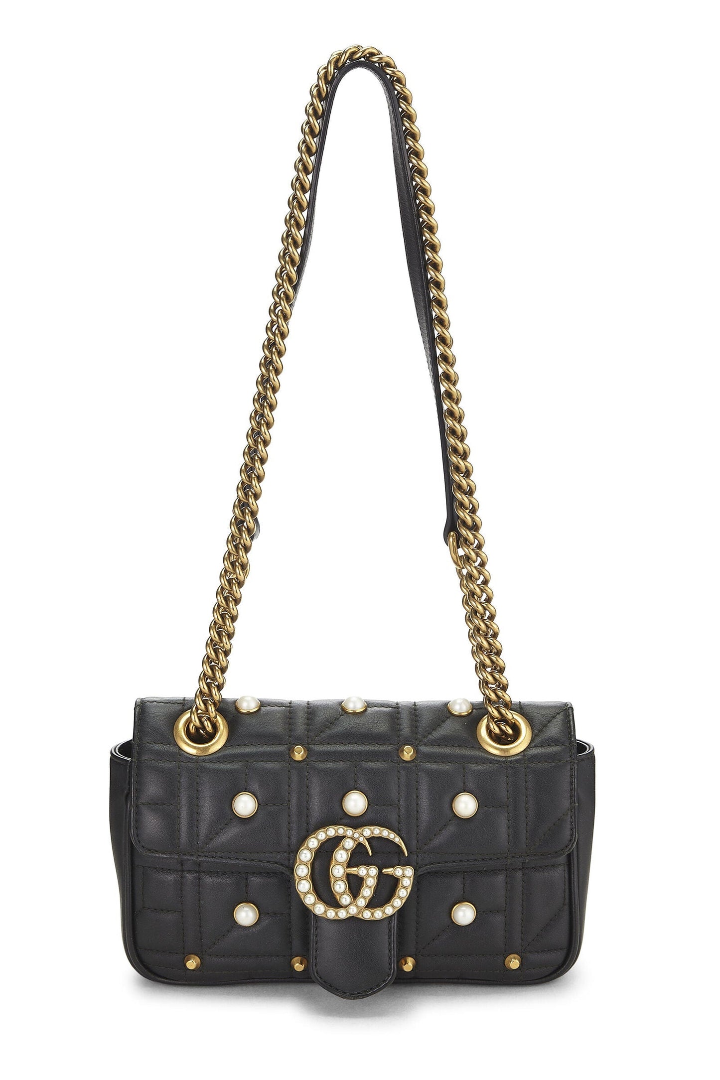 Gucci GG MARMONT FAUX PEARL STUDDED Matelasse Mini Travel Bag