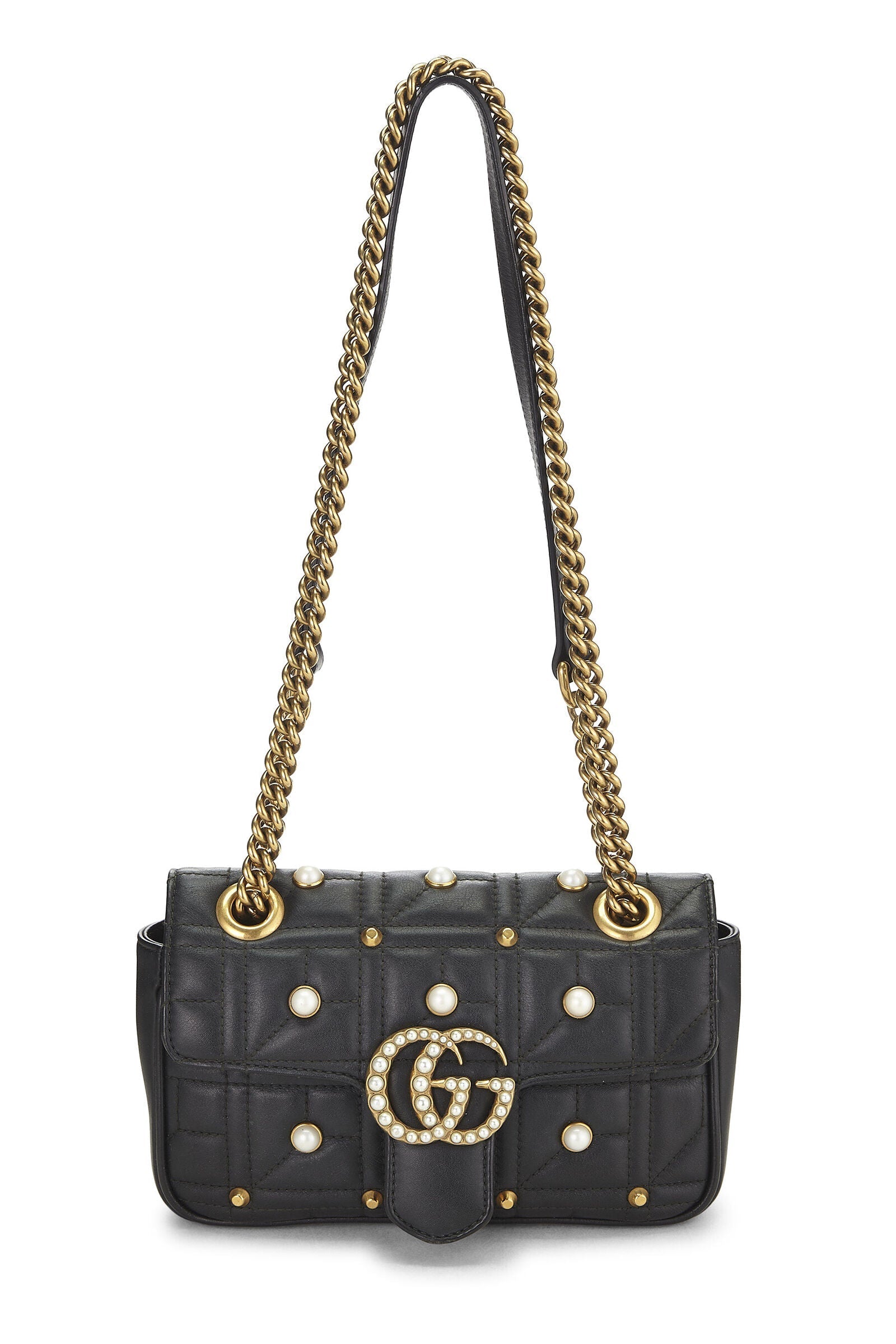 Gucci GG MARMONT FAUX PEARL STUDDED Matelasse Mini Travel Bag