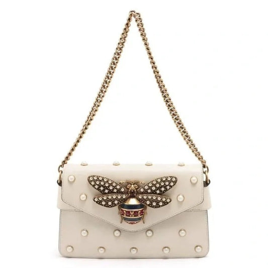 Gucci NAPPA STUDDED QUEEN MARGARET BROADWAY Leather Mini Clutch Bag