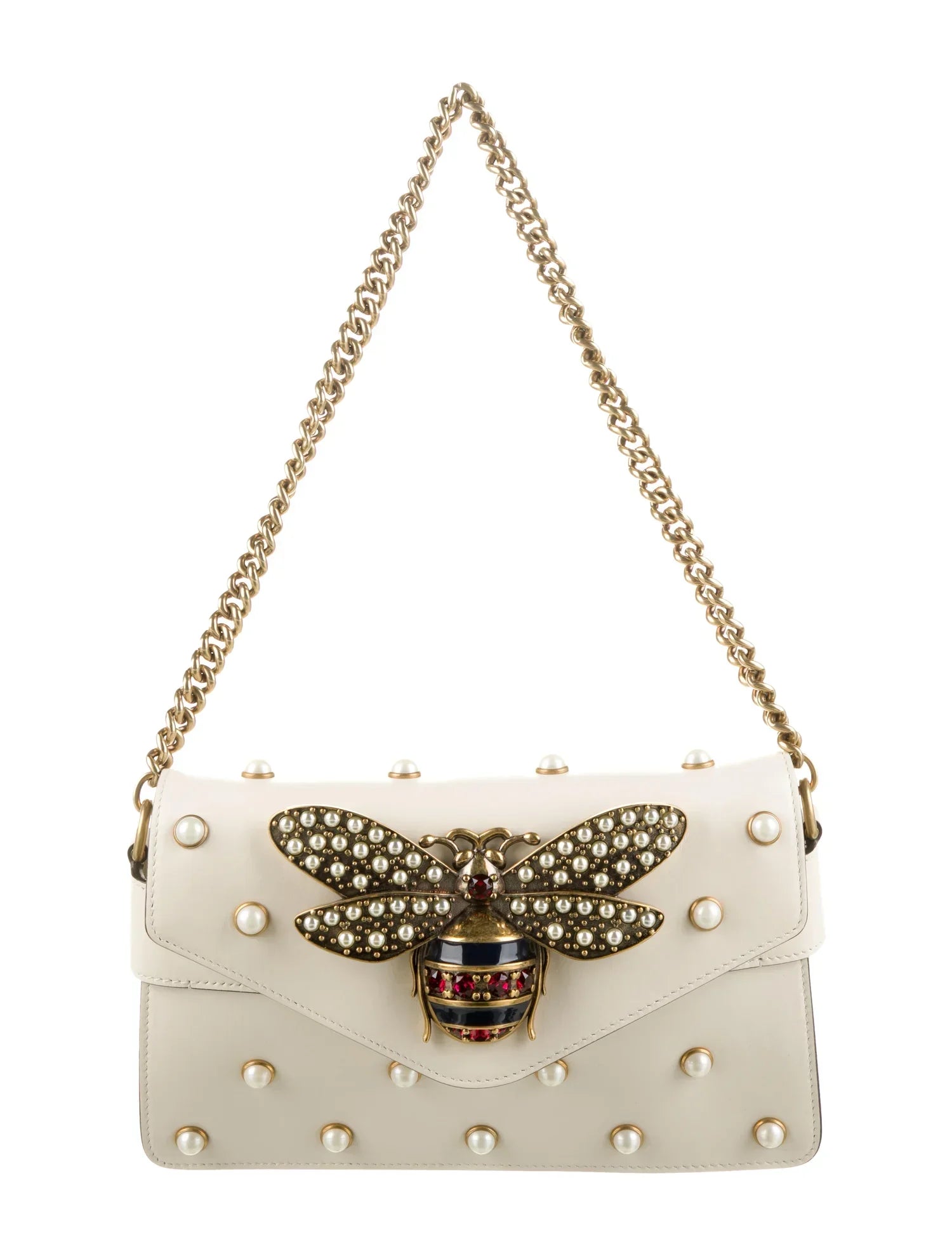 Gucci NAPPA STUDDED QUEEN MARGARET BROADWAY Leather Mini Clutch Bag