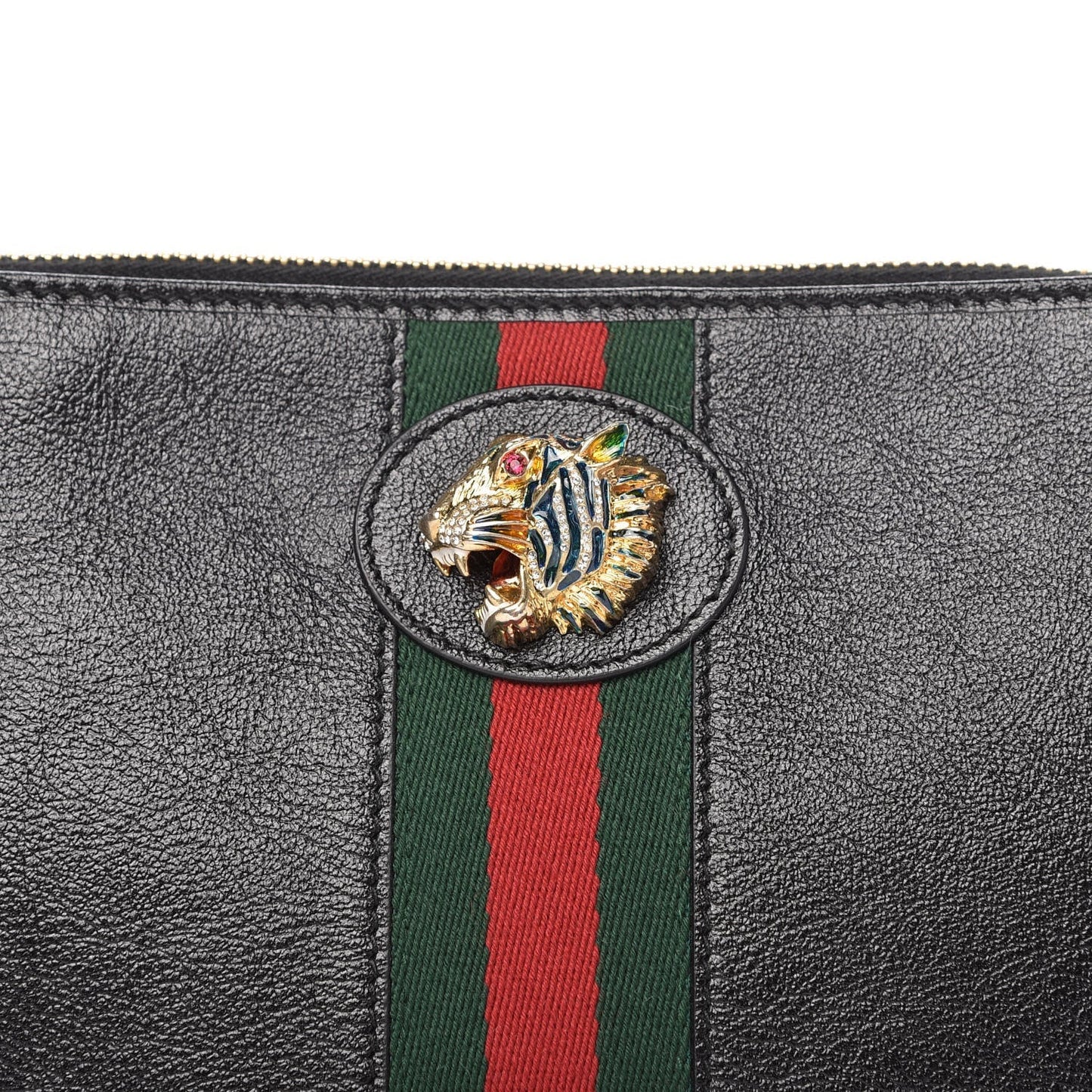 Gucci WEB RAJAH Leather Calfskin Clutch Bag