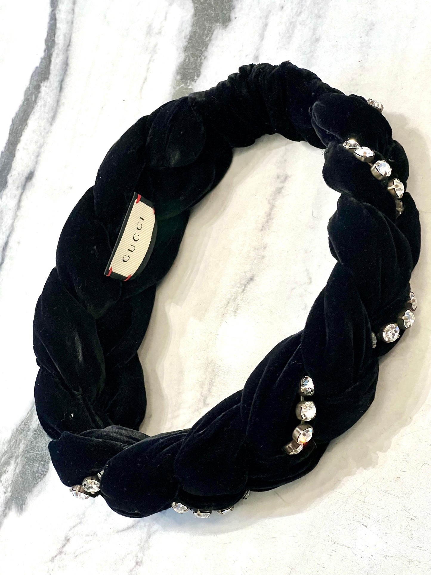 Gucci CRYSTAL BRAIDED VELVET HEADBAND Travel Bag