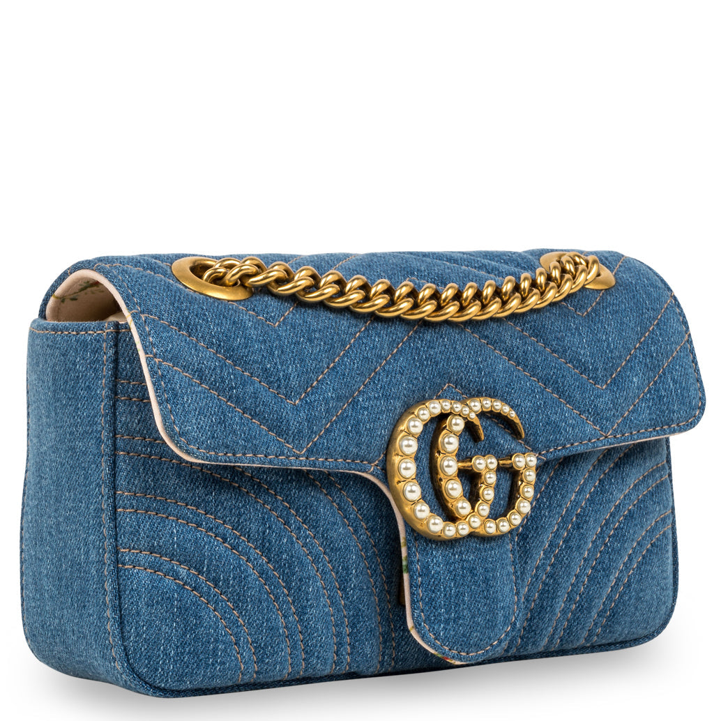 Gucci Marmont Shoulder Bag Denim Mini