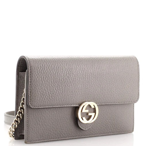 Gucci DOLLAR GG ON Calfskin Chain Wallet Case Chain 1