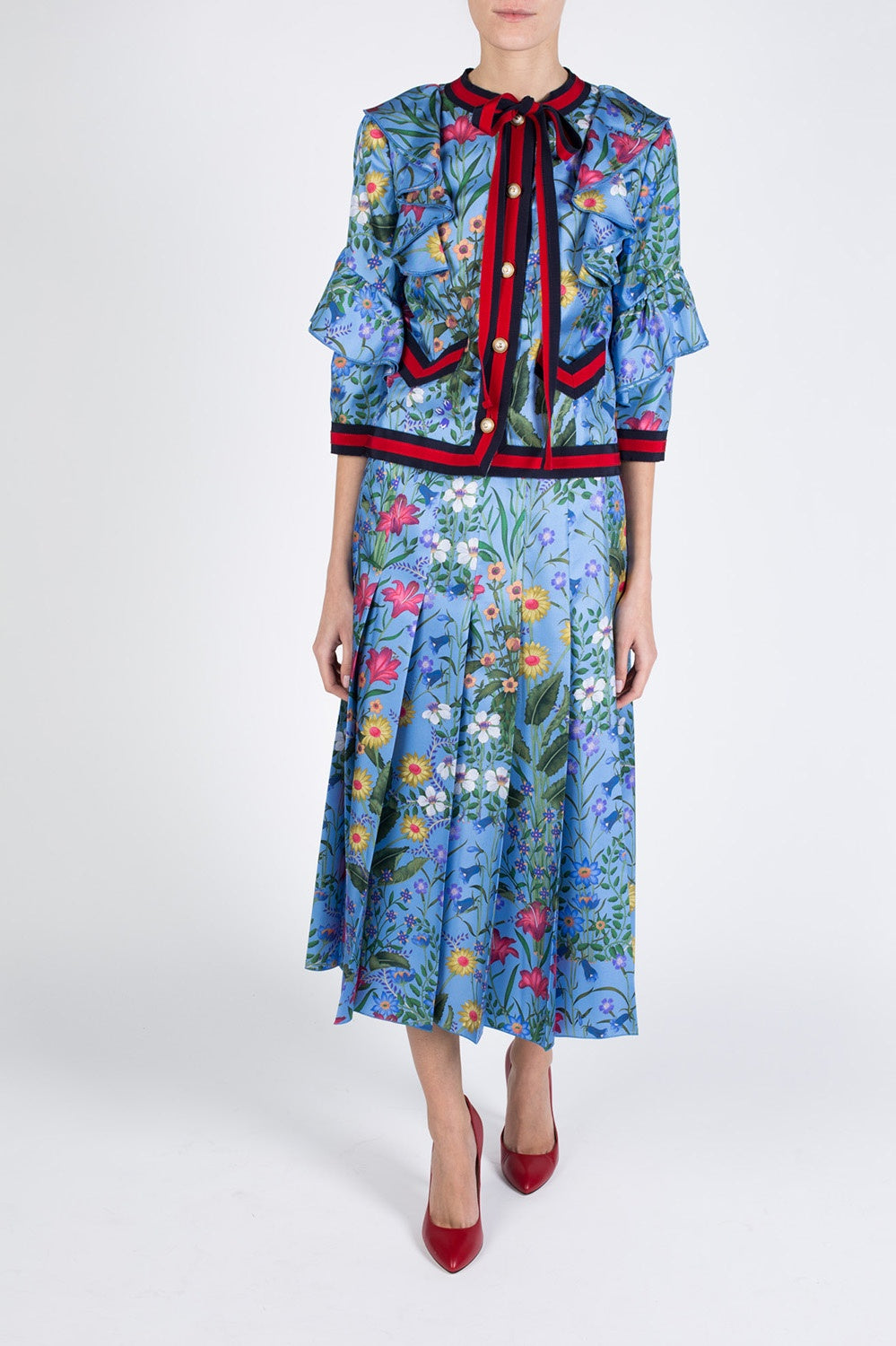 Gucci FLORA RUFFLED SILK JACKET Apparel