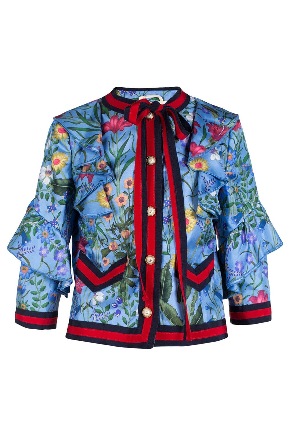 Gucci FLORA RUFFLED SILK JACKET Apparel